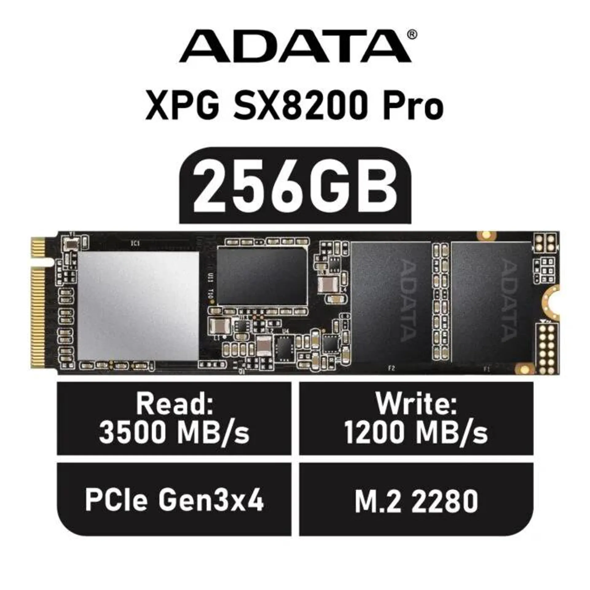 ADATA XPG SX8200 Pro 256GB PCIe Gen3x4 ASX8200PNP-256GT-C M.2 2280 Solid State Drive