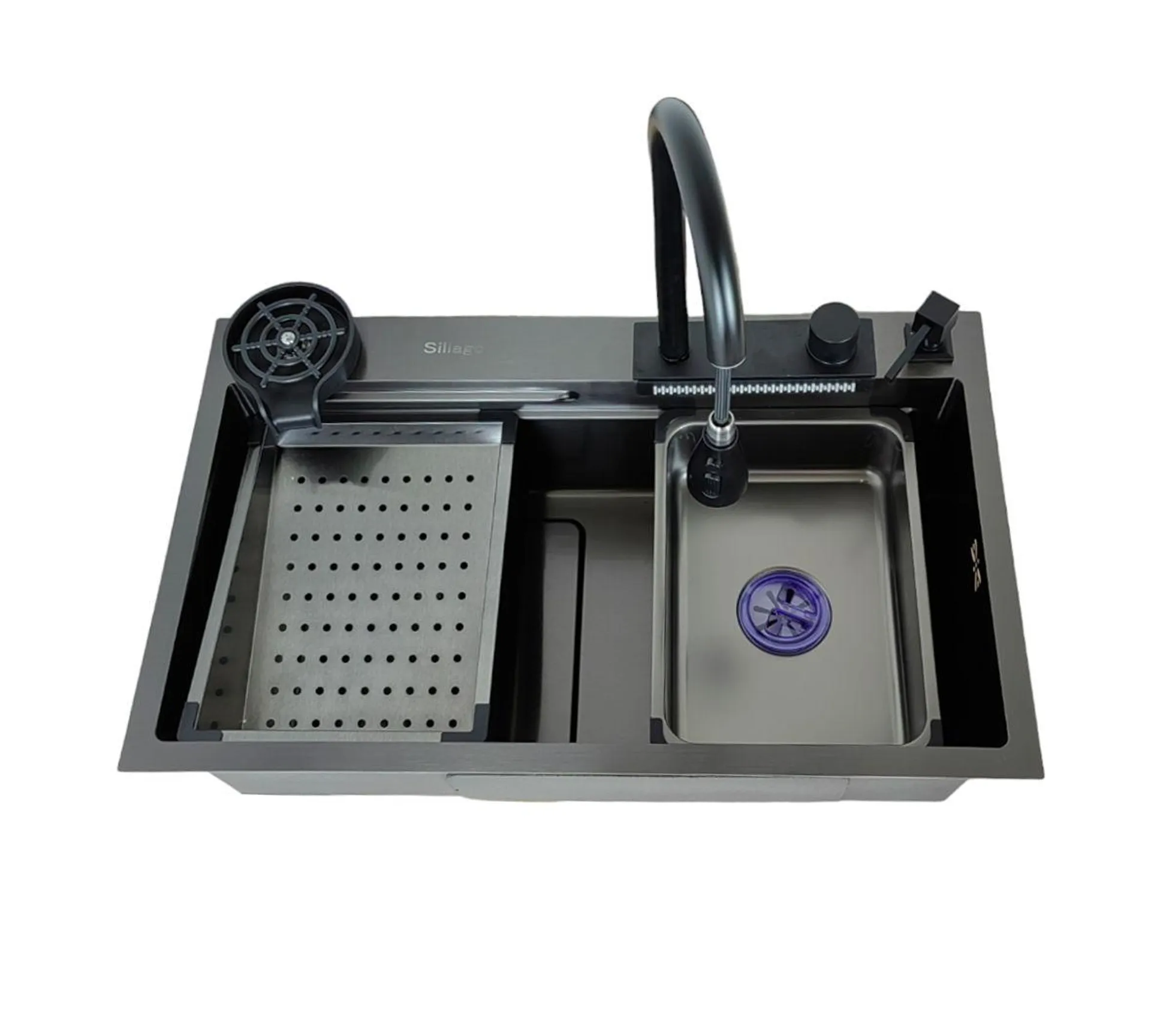 Clarina Drop In Kitchen Sink With Accessories-Black