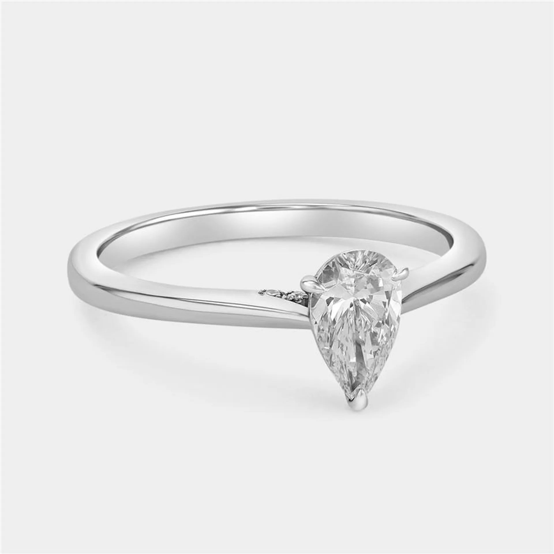 White Gold 0.5ct Lab Grown Diamond Solitaire Pear Ring