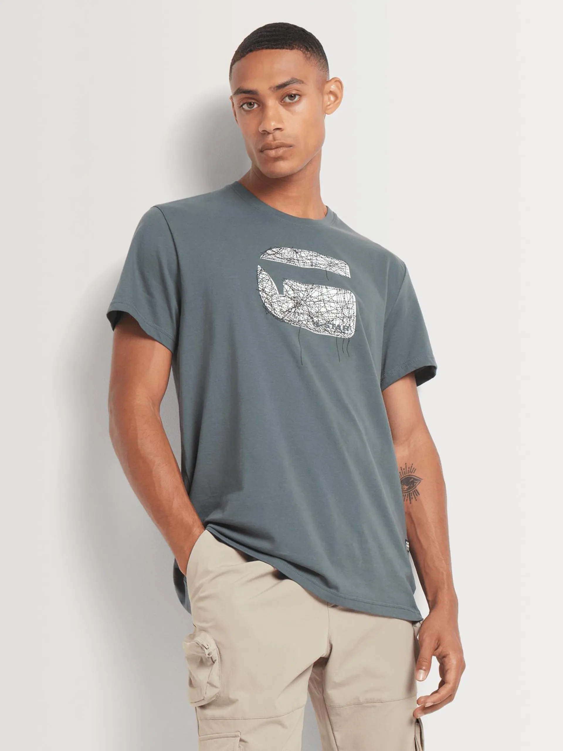 G-Star Men's Thread Print Grey T-Shirt