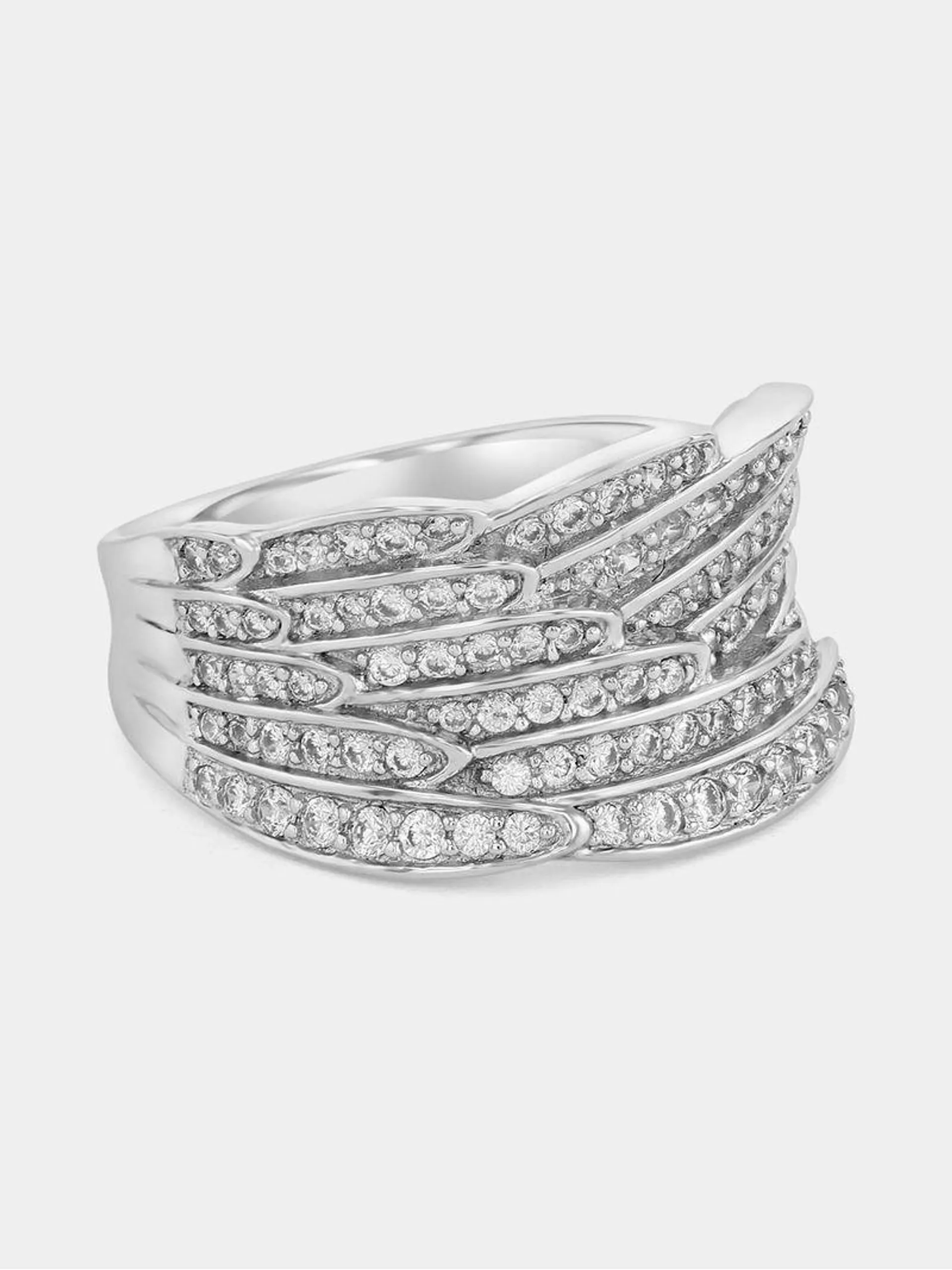 Cheté Sterling Silver Cubic Zirconia Angel Wing Ring