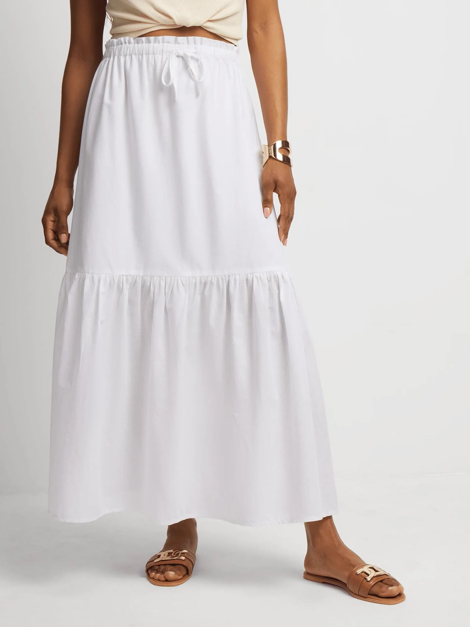 Women's White Tiered Skirt