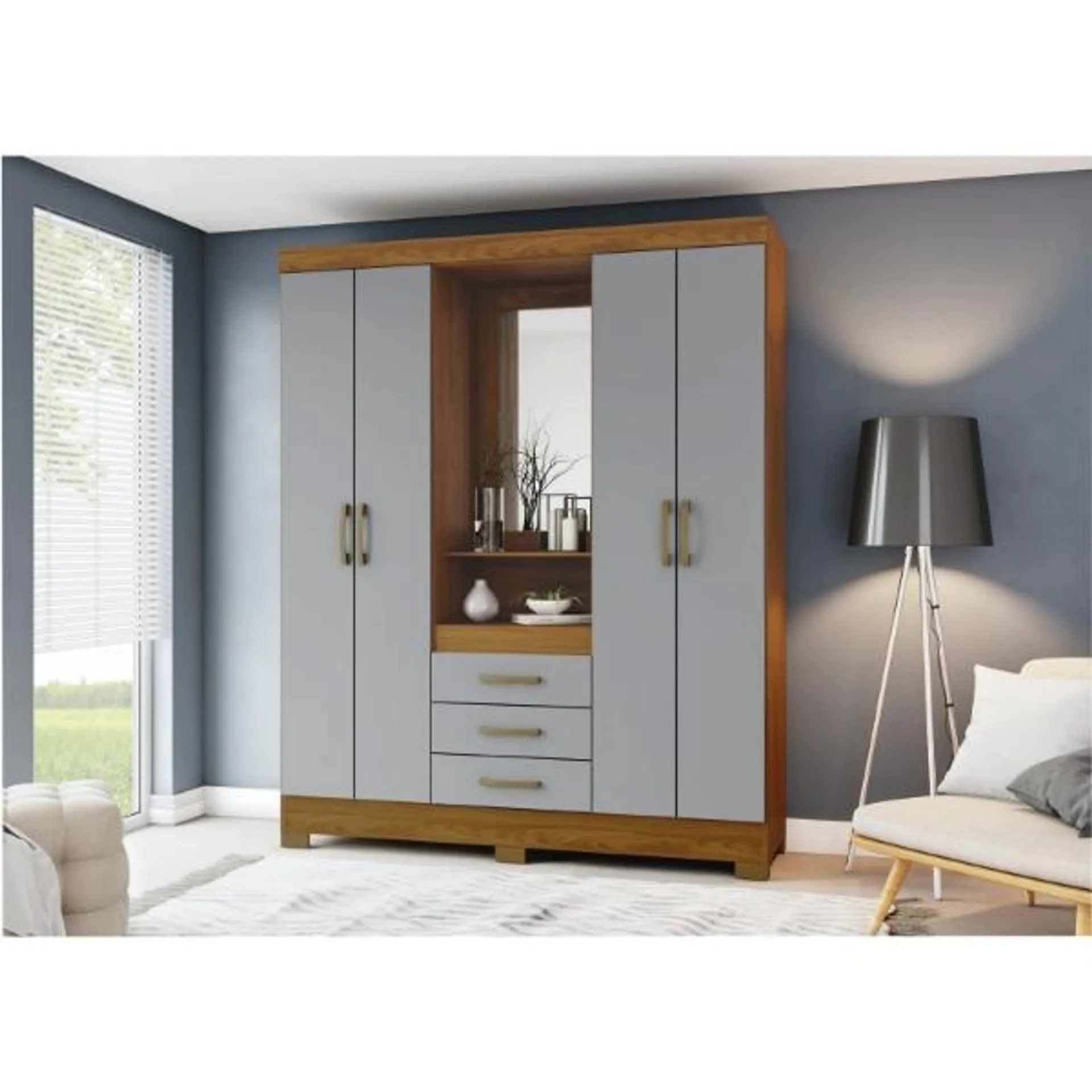 Denise 4 Door Robe - Grey