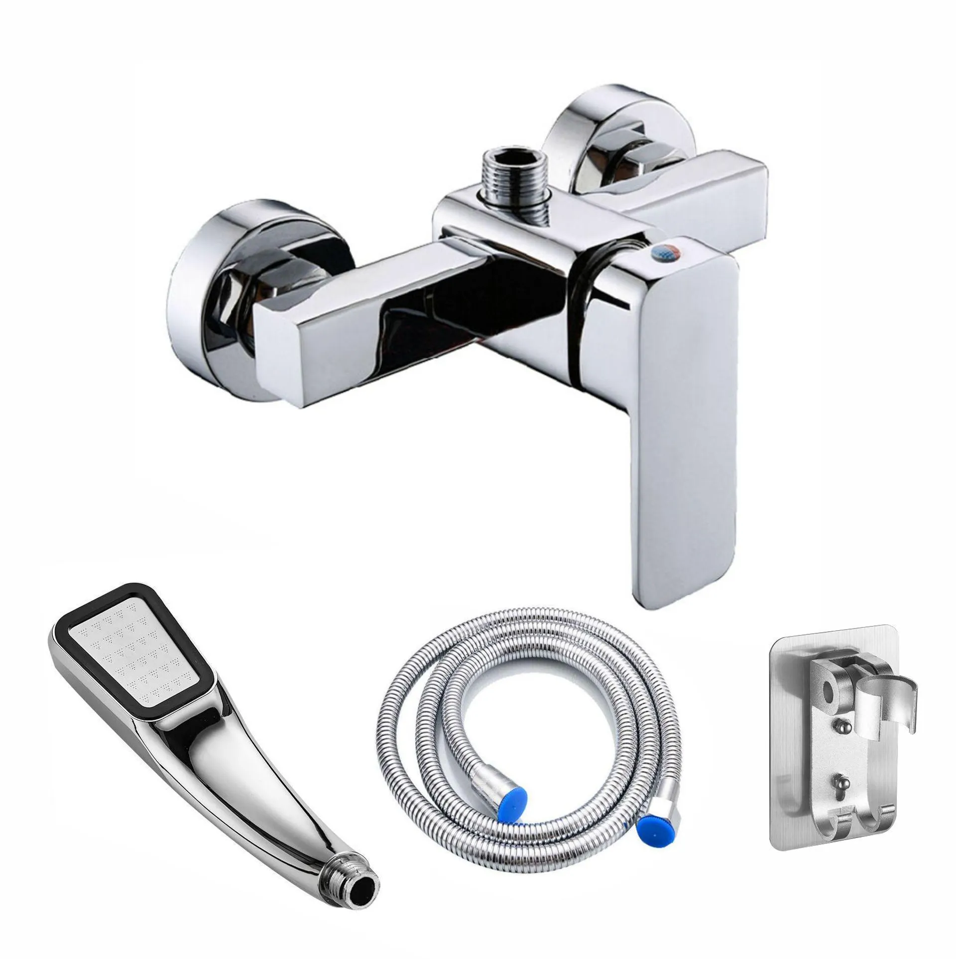 4 In 1 Square Shower Faucet With Hand Shower With Pipe and Holder