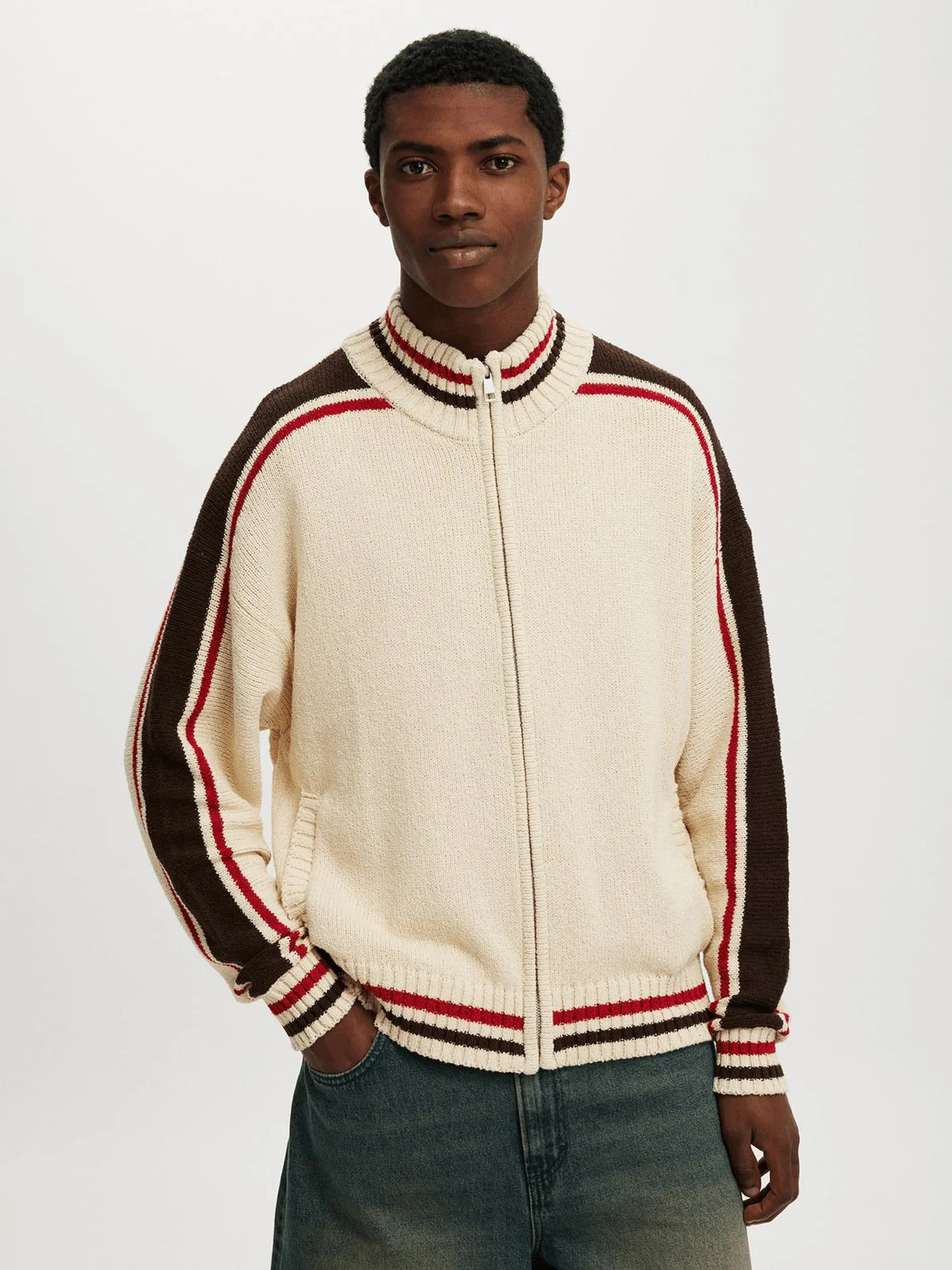 Men's Cotton On CREAM Knitted Bomber