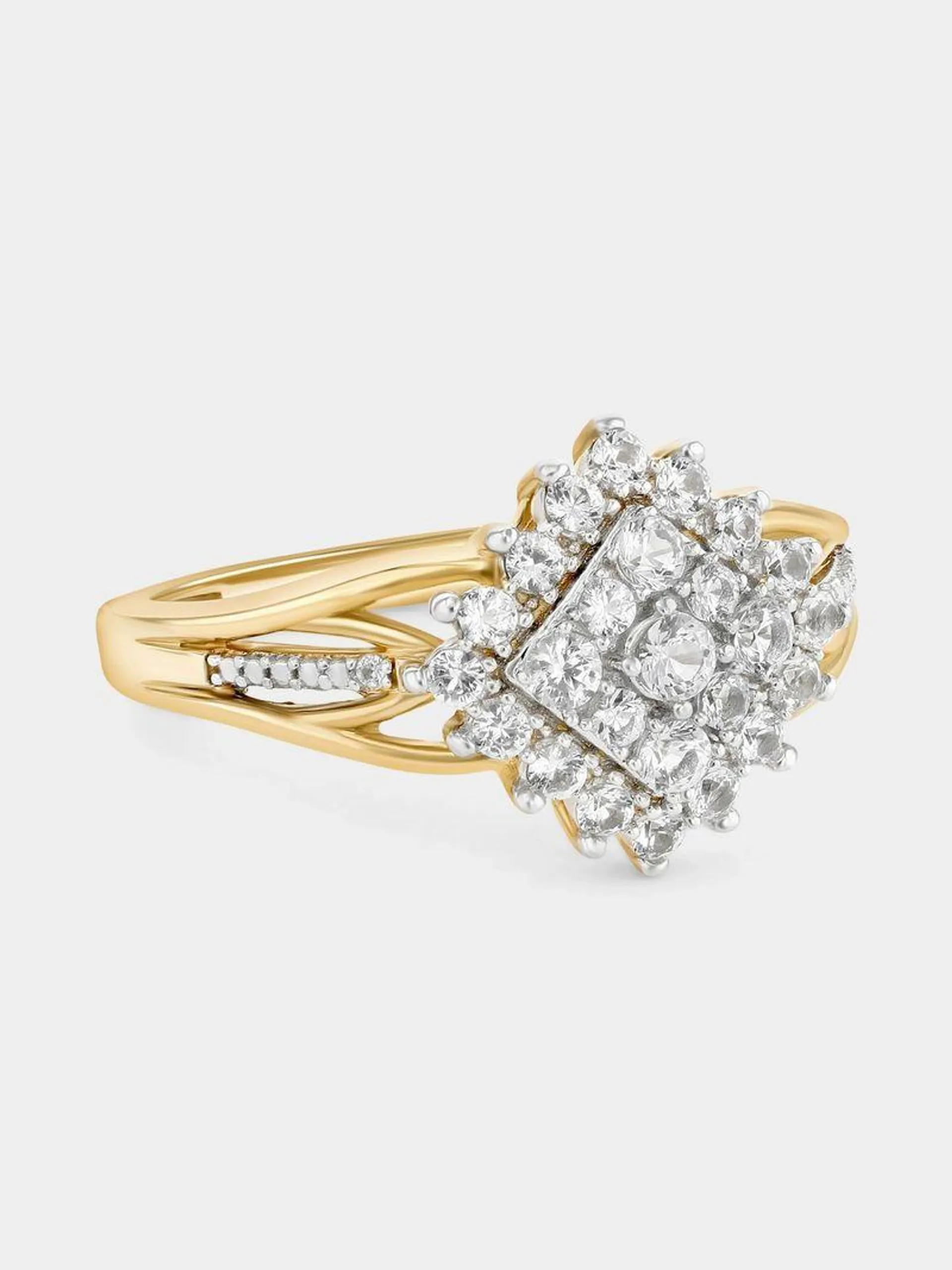 5ct Yellow Gold Diamond Cluster Ring