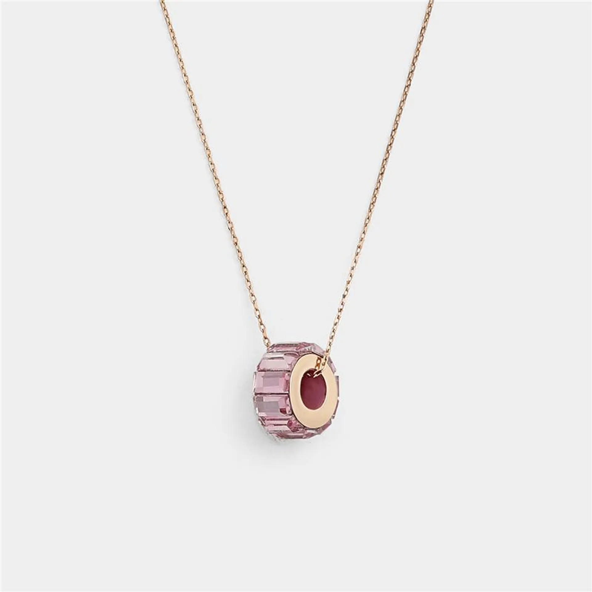 Rose Gold with Pink Crystal Halo Pendant on a Rose Gold Chain