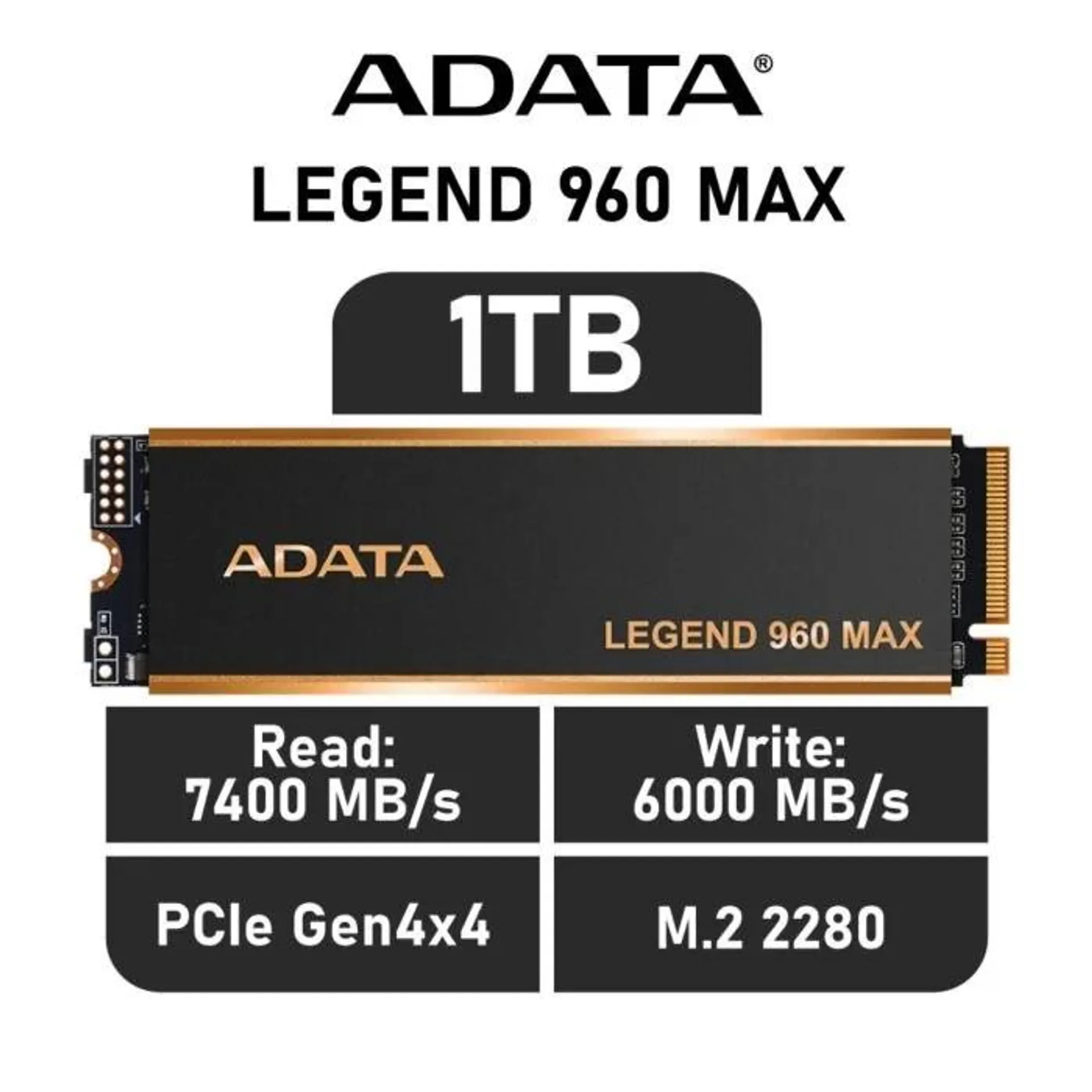 ADATA LEGEND 960 MAX 1TB PCIe Gen4x4 ALEG-960M-1TCS M.2 2280 Solid State Drive