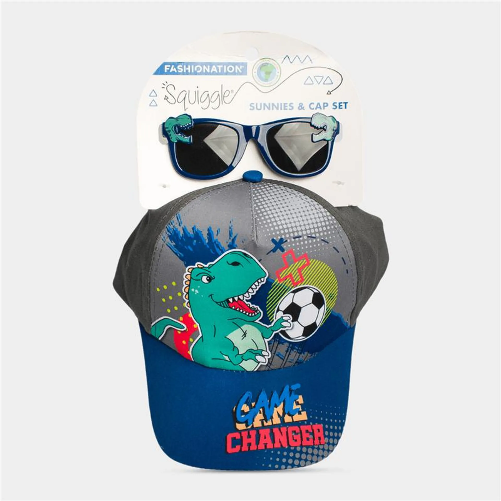 Boy's Character Group Green T-Rex Sunnies & 54cm Peak Cap Set