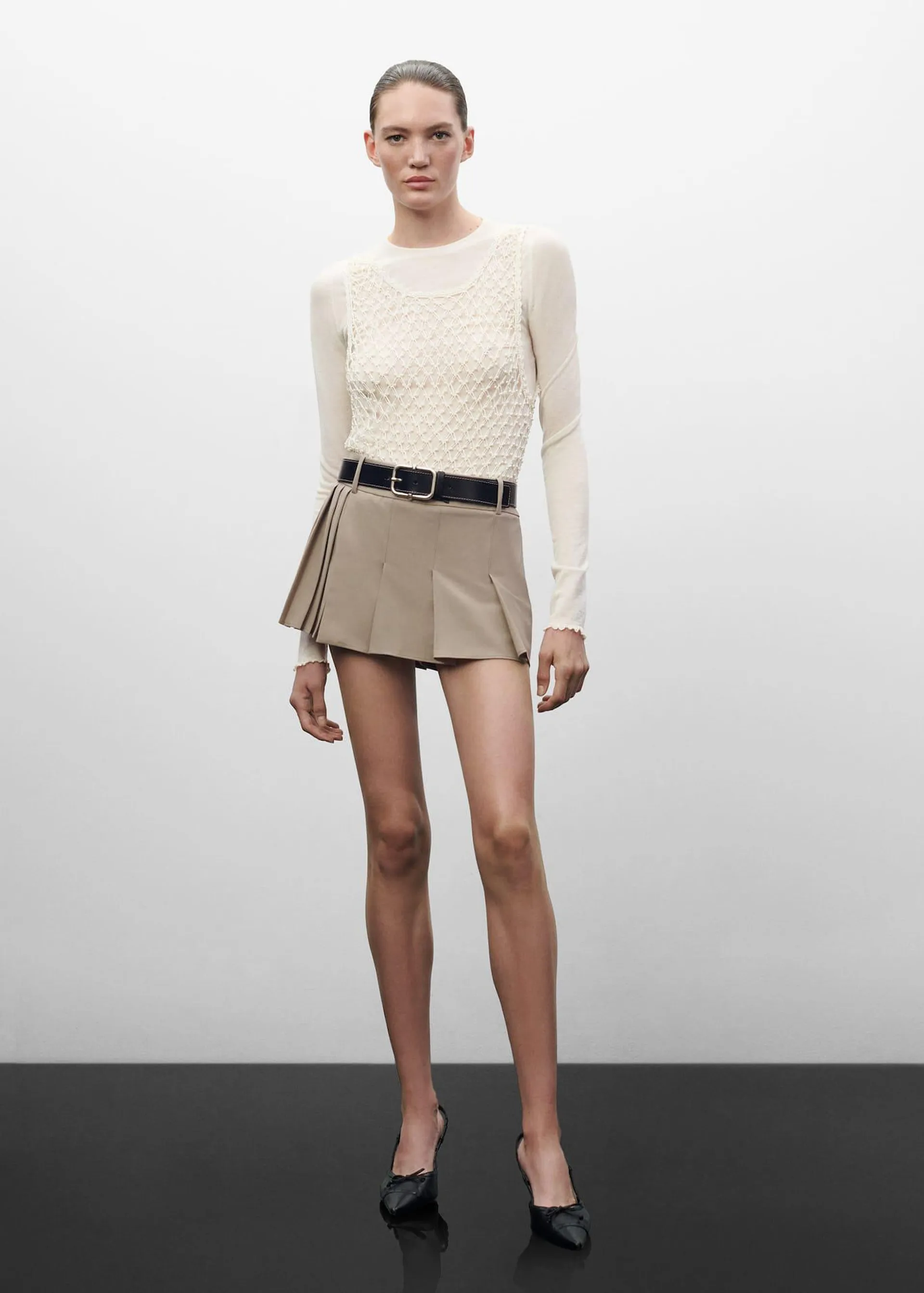 Check wool mini-skirt