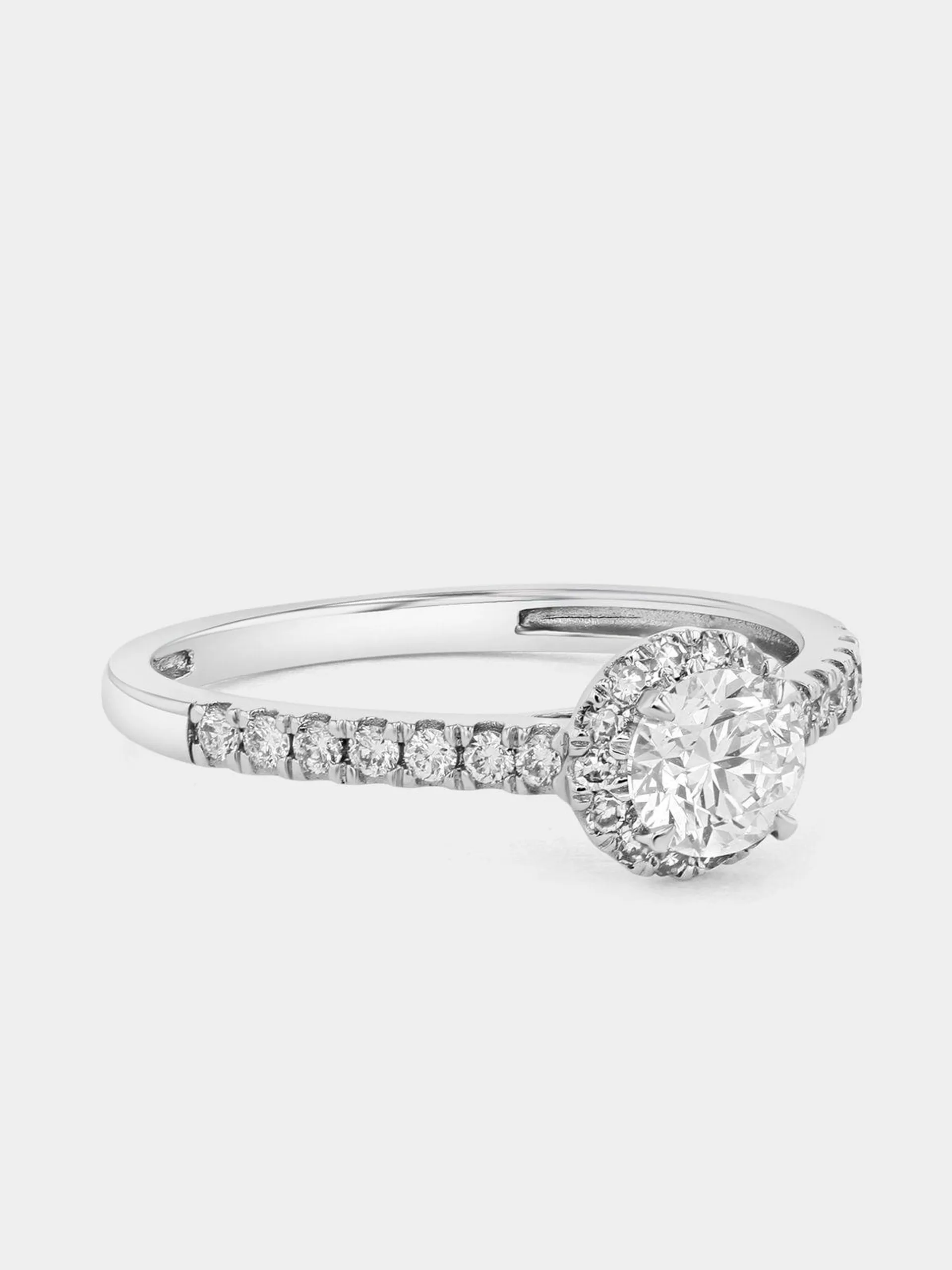 White Gold 0.7ct Lab Grown Diamond Solitaire Halo Ring