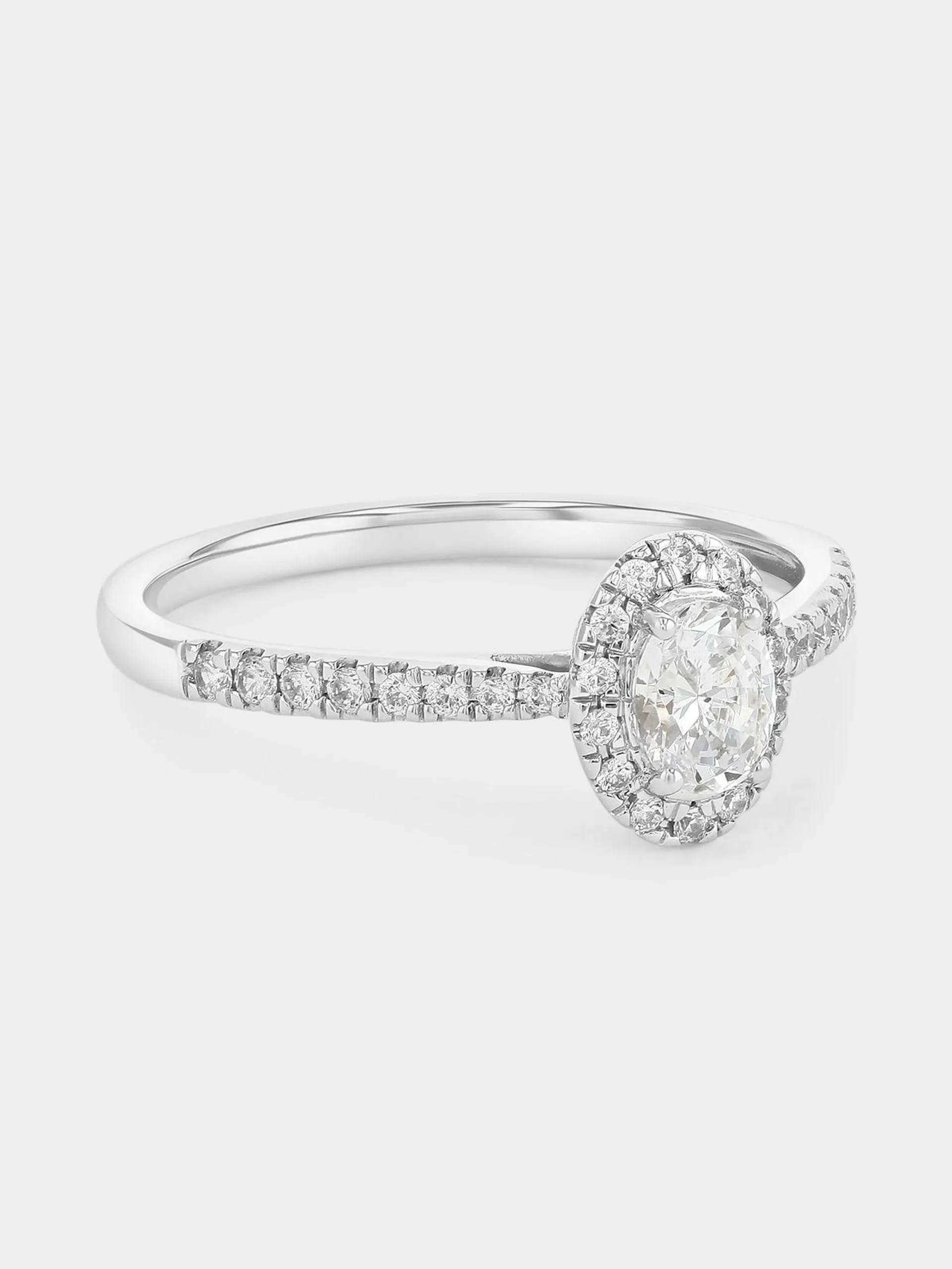 White Gold 0.5ct Lab Grown Diamond Oval Halo Ring