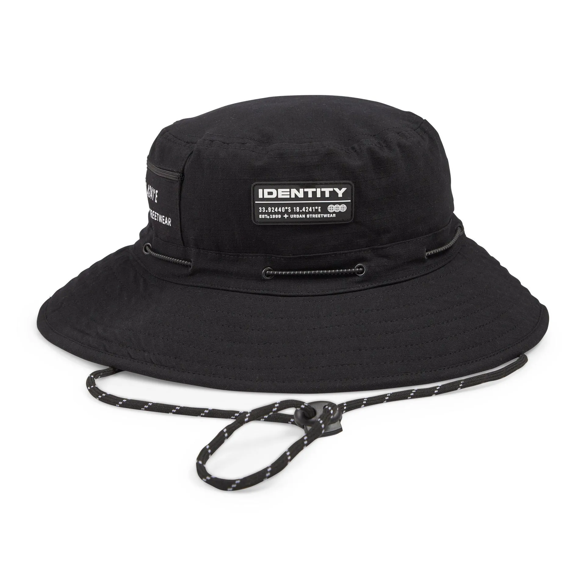 Black Wide Brim Bucket Hat