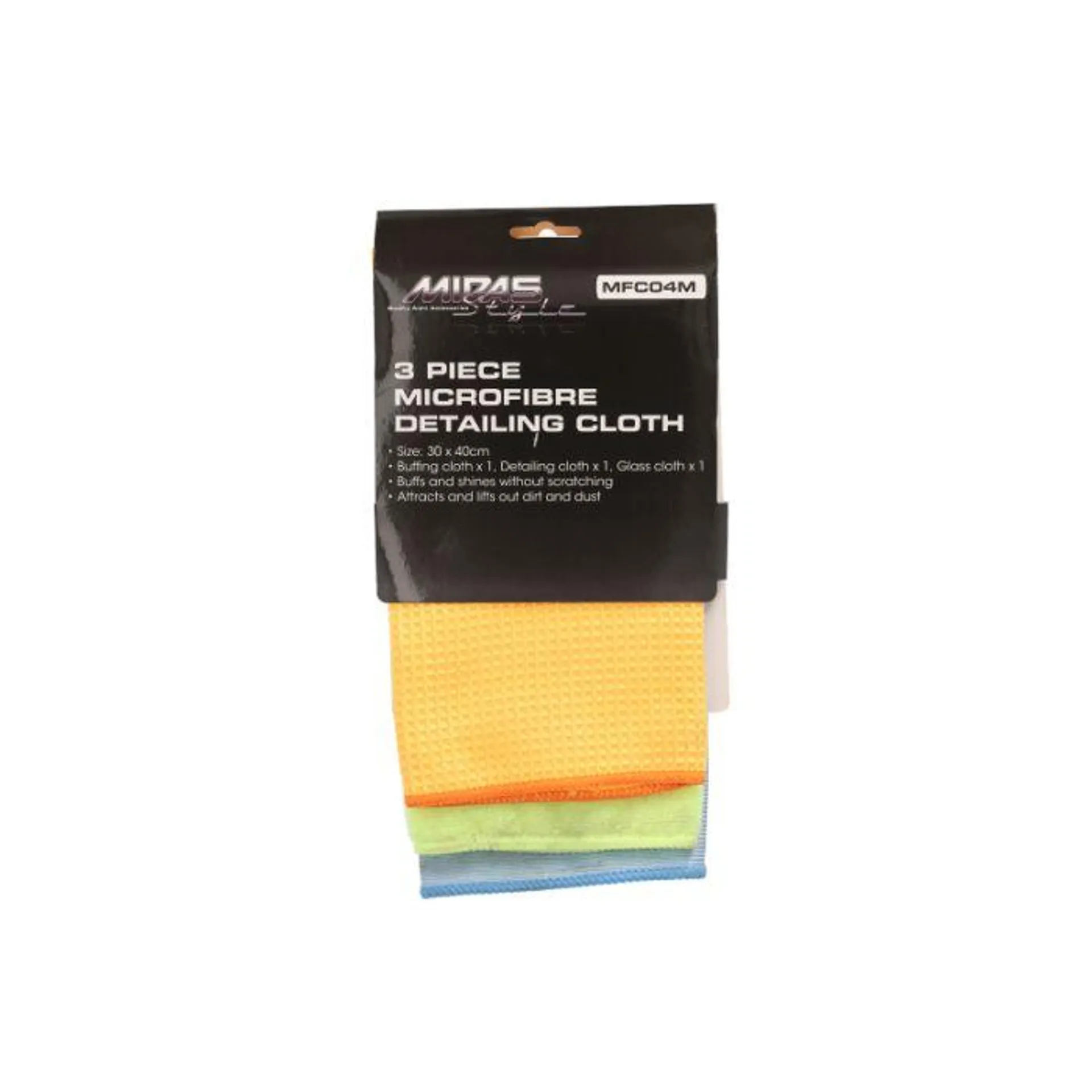 Midas Style 3 Piece Microfibre Detailing Cloth 300mm X 400mm