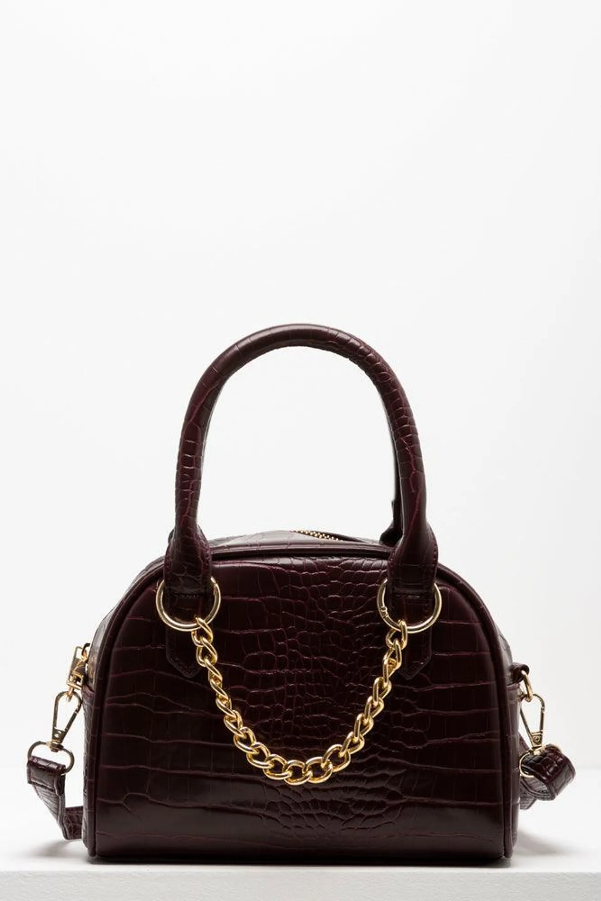 Mini Bowler Chain Bag Burgundy