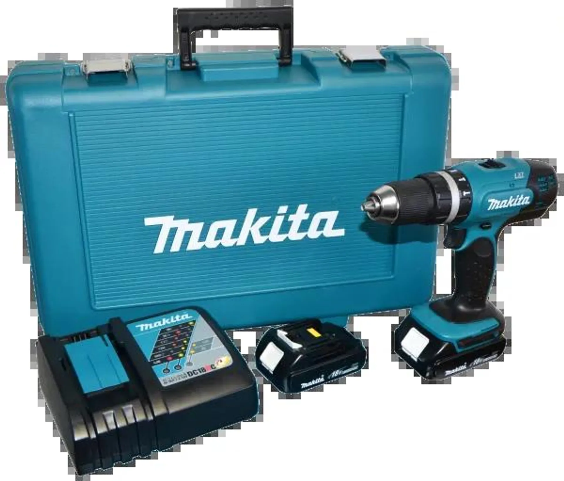 Makita Drill Driver Impact Cordless LXT 18.0V Li-Ion 4PC Kit DHP453RYE