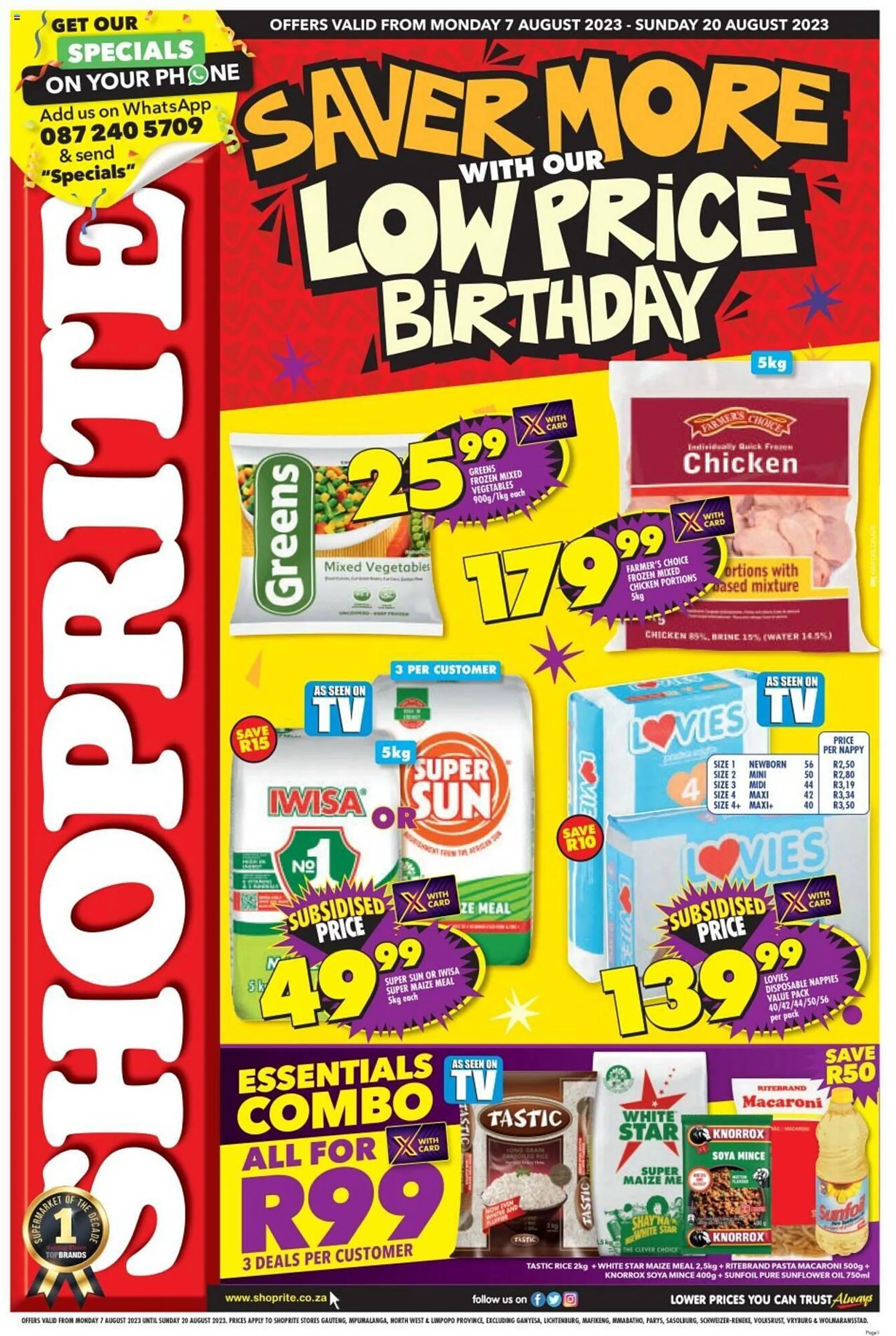 Shoprite catalogue from 7 August to 20 August 2023 - Catalogue Page 1