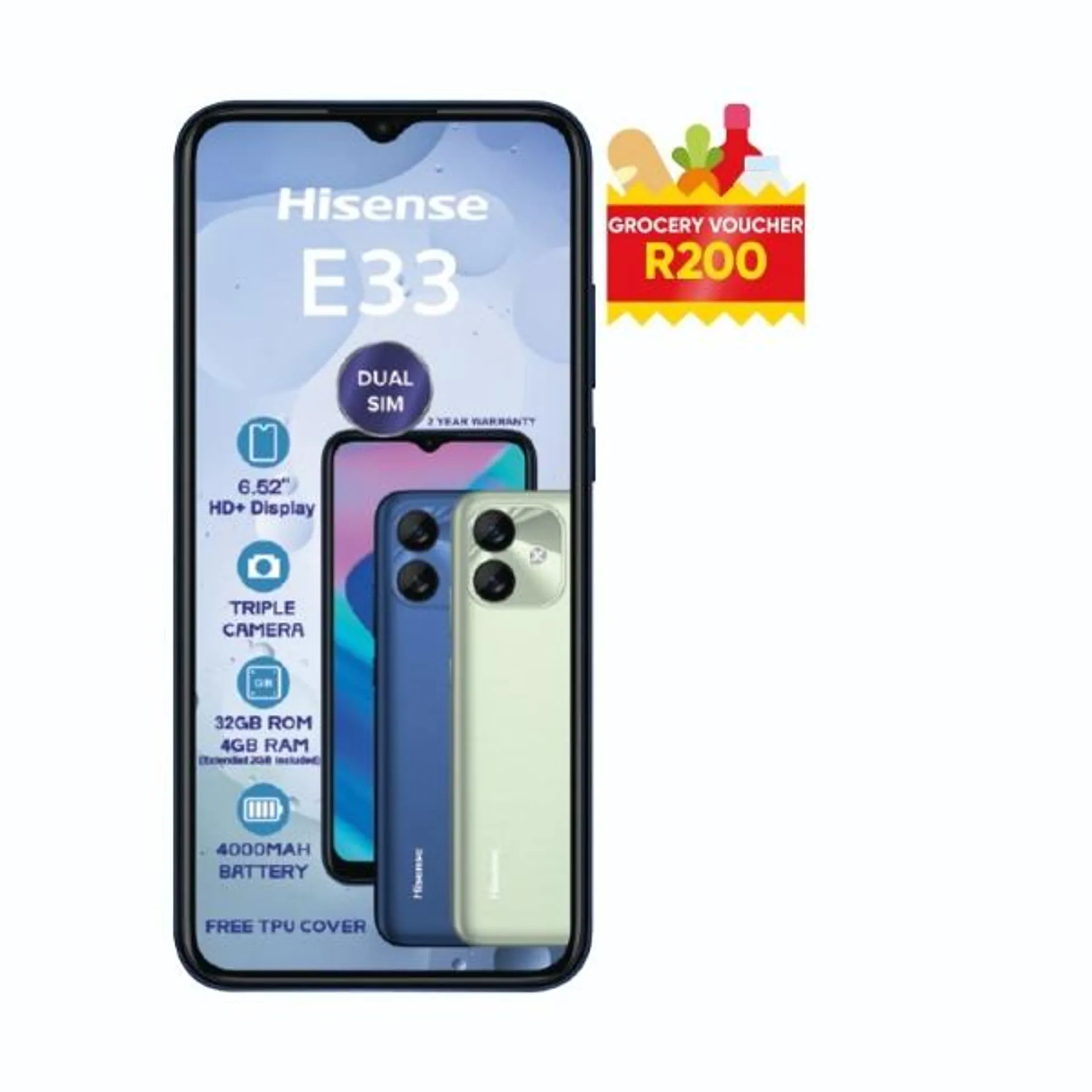 Hisense Cellphone E33 + R200 Voucher