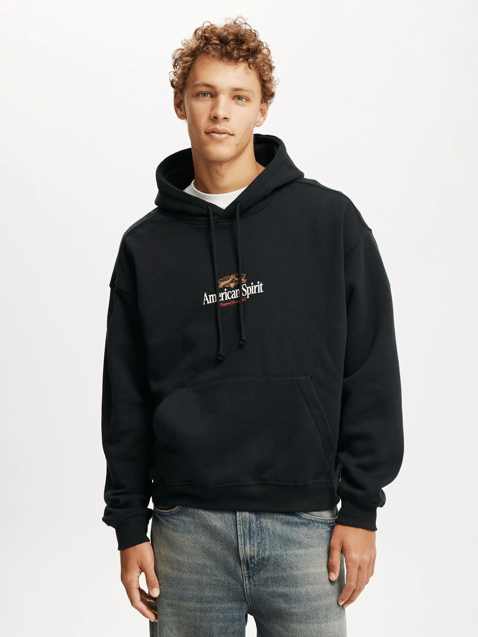 Men's Cotton On Black Box Fit Graphic Hoodie