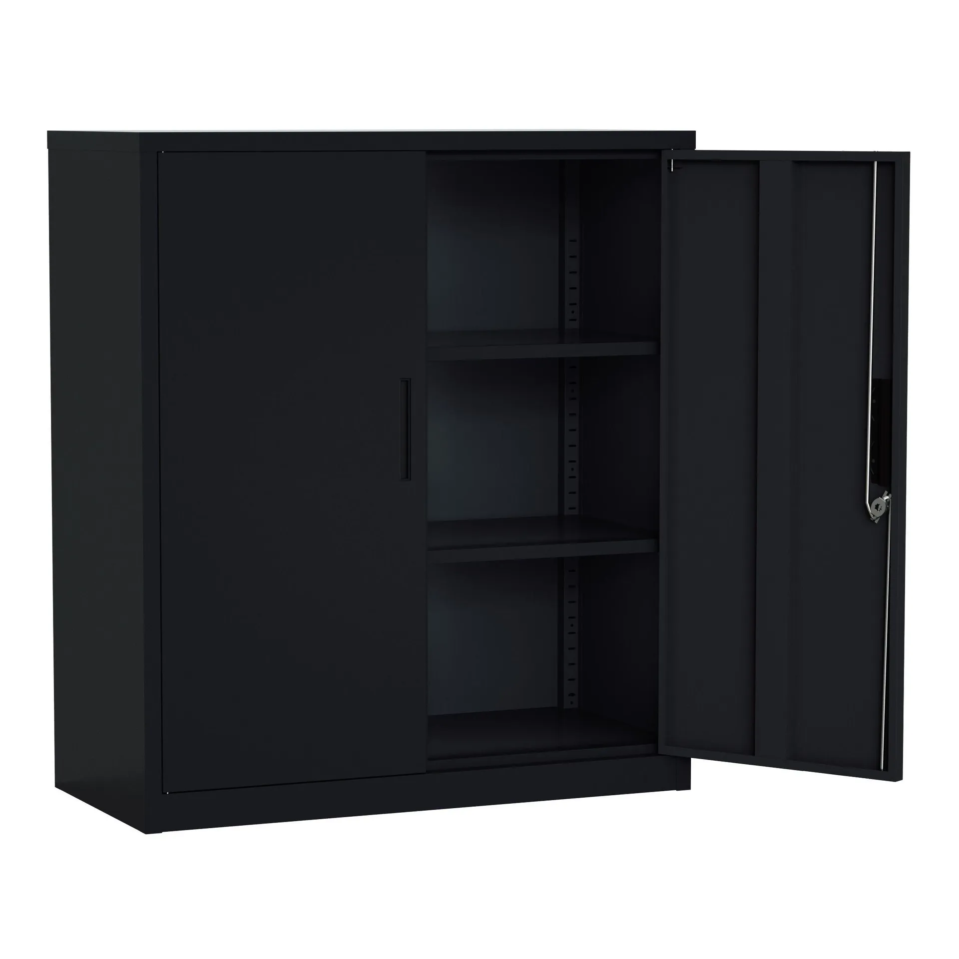 Steel Swing Door Small Size Filing Cabinet Storage Cupboard With Lock - Black