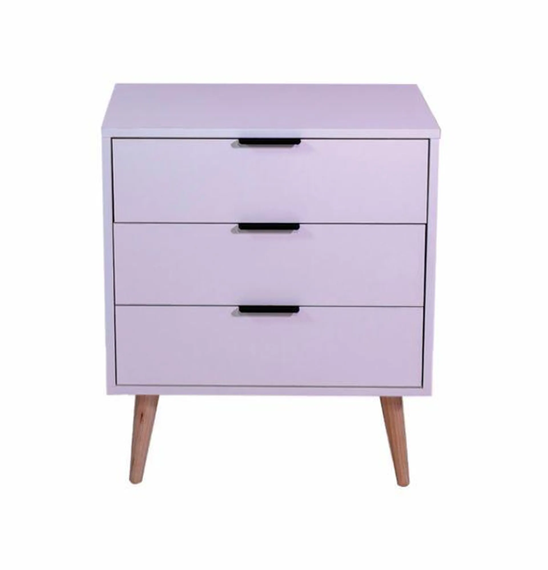 Diana Three Drawer Chest Of Drawers White With Pine Legs