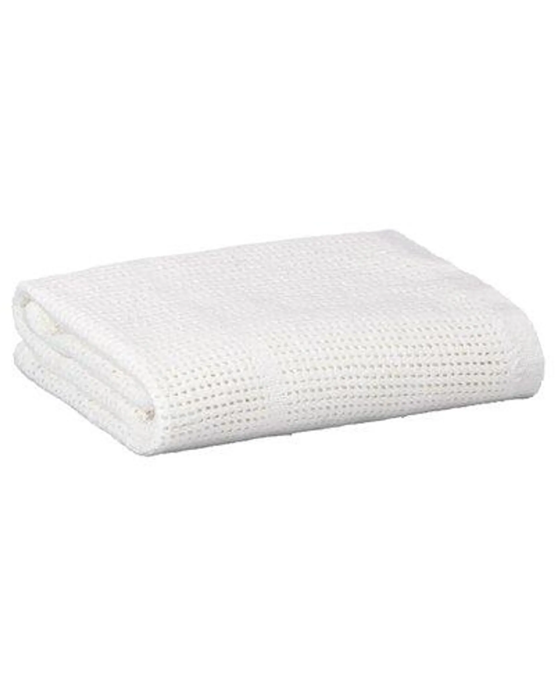 Horrockses 100% Cotton Panelled Cellular Blanket 180 x 230 - White