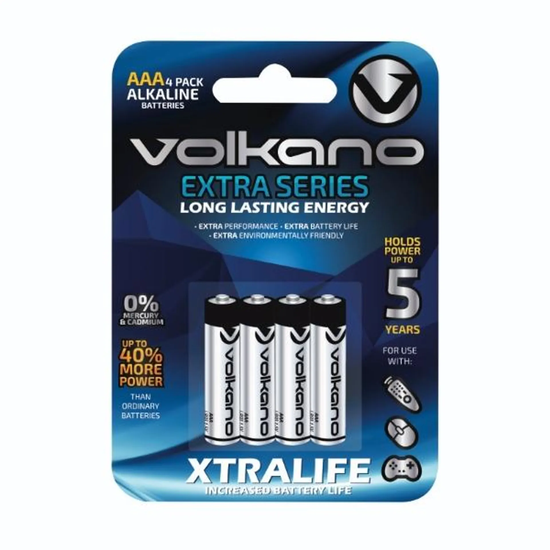 Volkano Alkaline AAA 4 Pack Batteries VK-8101-BL