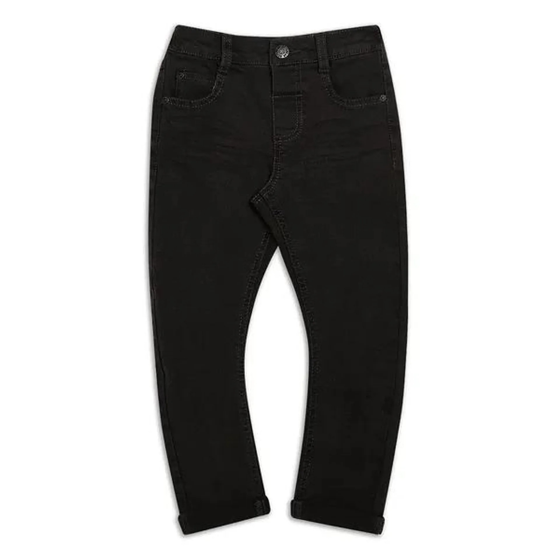 Bow leg denim jeans dark grey