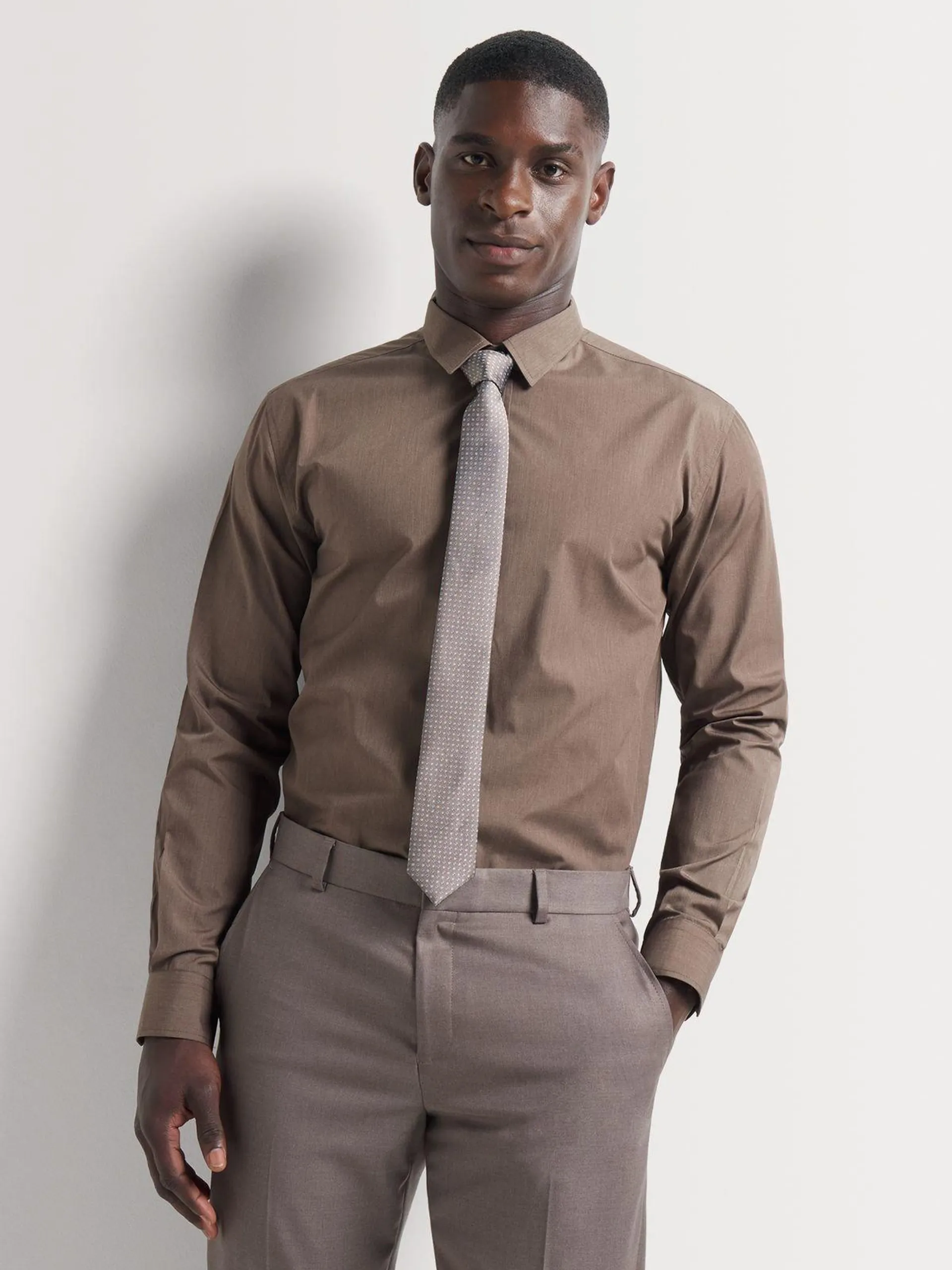 Men's Markham Slim Chambray Taupe Shirt