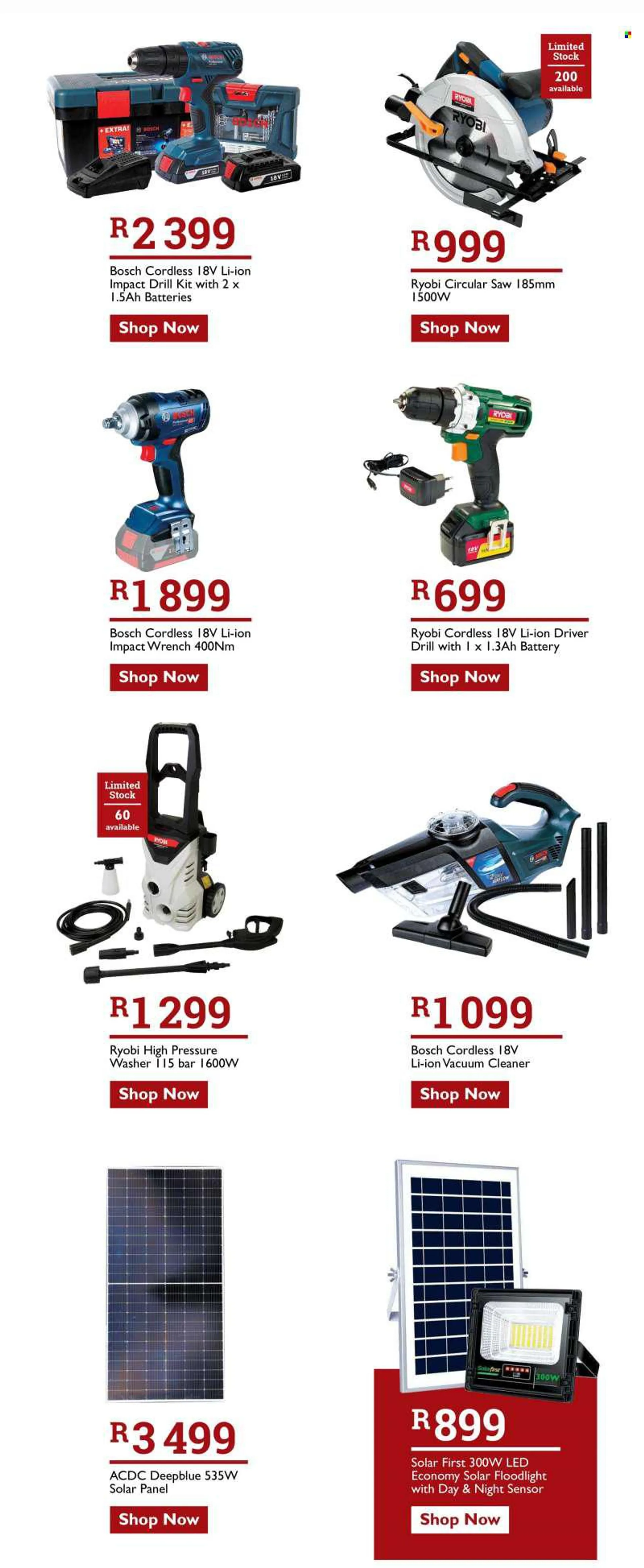 Brights Hardware catalogue  - 15/08/2022 - 02/10/2022 - Sales products - toilet, Bosch, Ariston, water heater, vacuum cleaner, ladder, adhesive, Dulux, Medal, ceiling lamp, floodlight, surge, solar panel, drill, Ryobi, circular saw, saw, table saw, socket