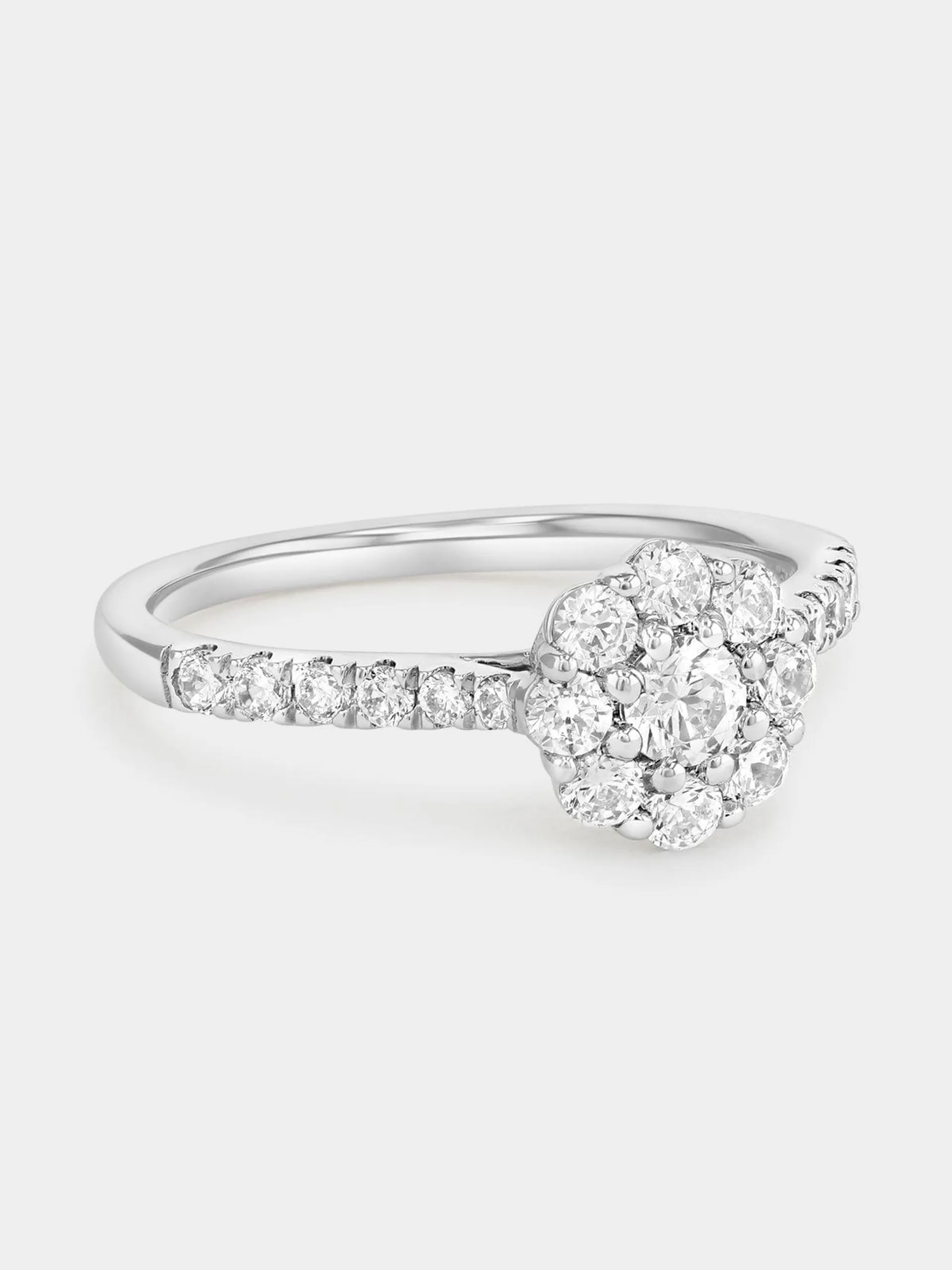 White Gold 0.7ct Lab Grown Diamond Flower Ring