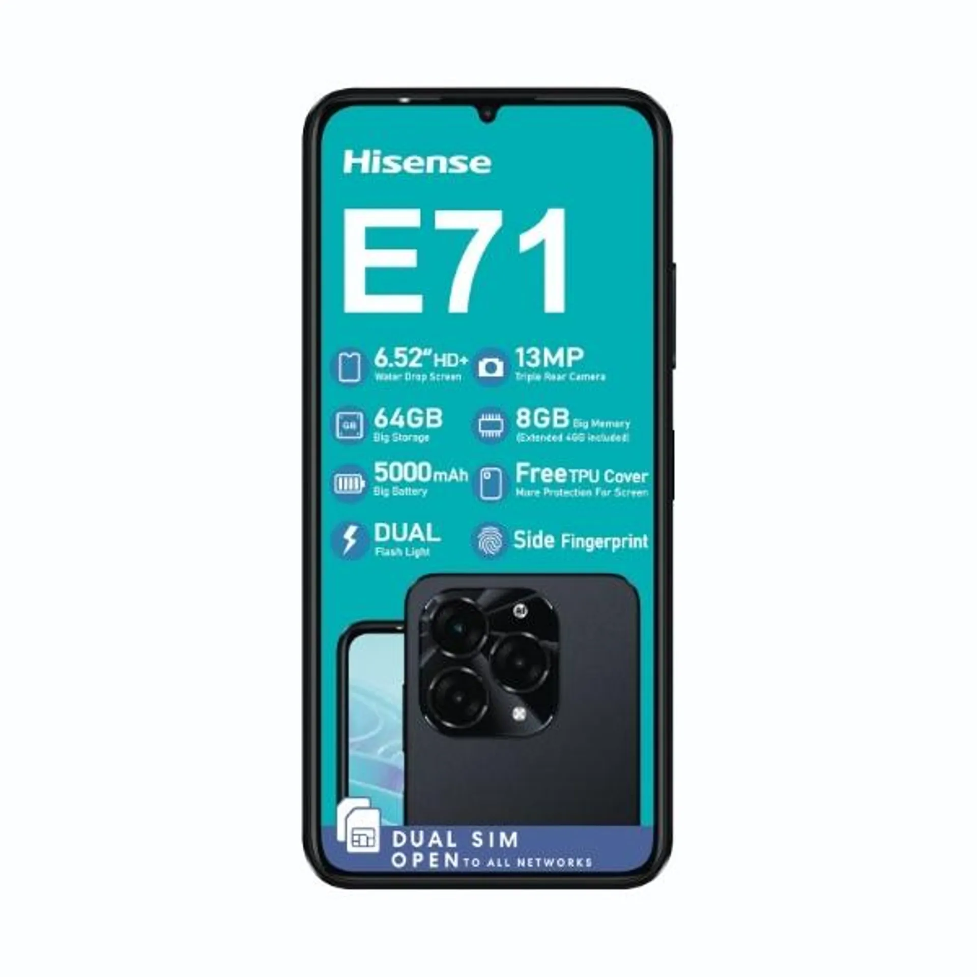 Hisense Cellphone E71 64GB with TPU Cover