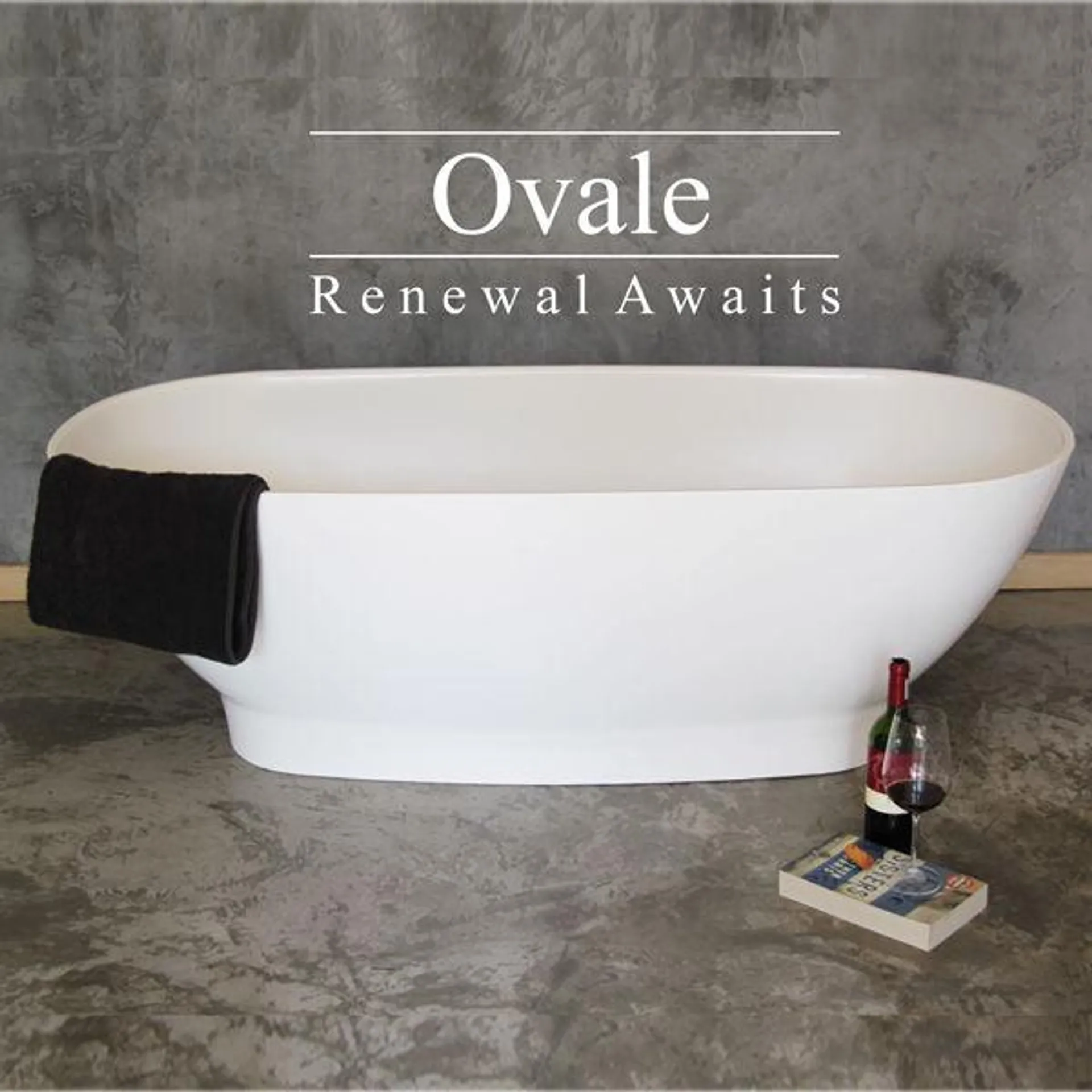 Ovale ThruColour Polished White Freestanding Bath + Basin Combo