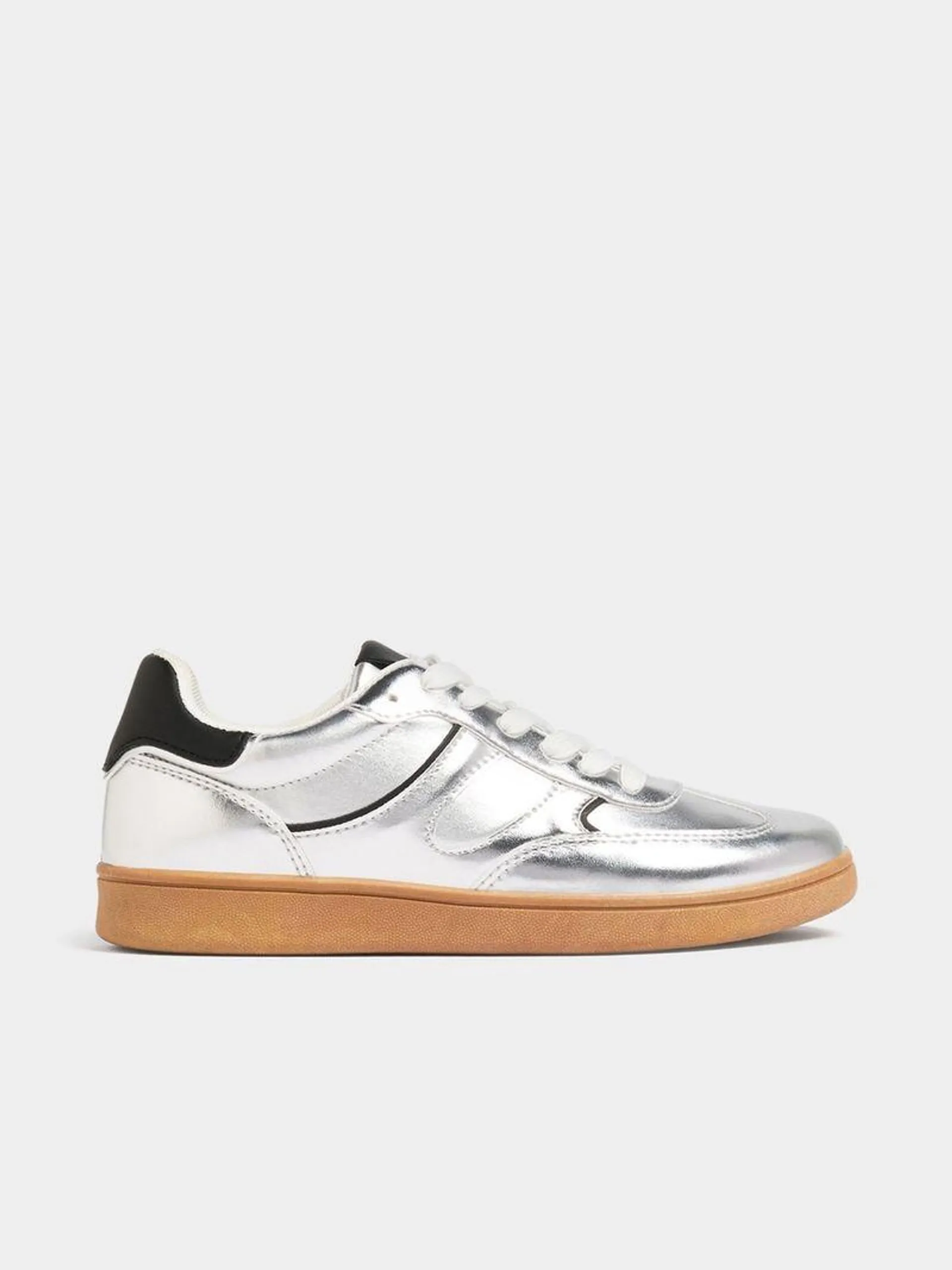 Women's Metalic Silver Retro Sneaker