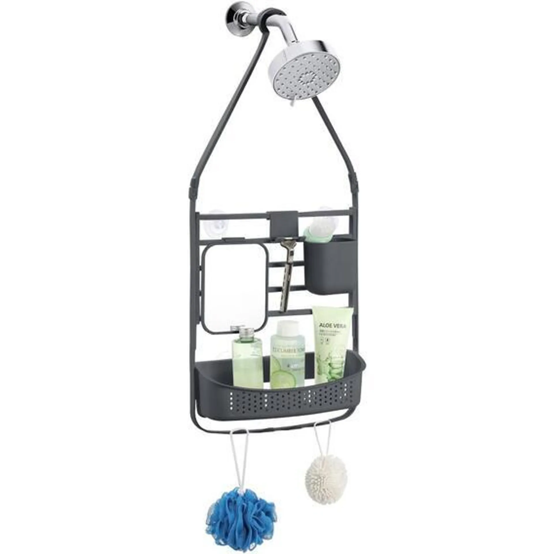 BATHROOM BASICS LARGE SHOWER CADDY GREY EA