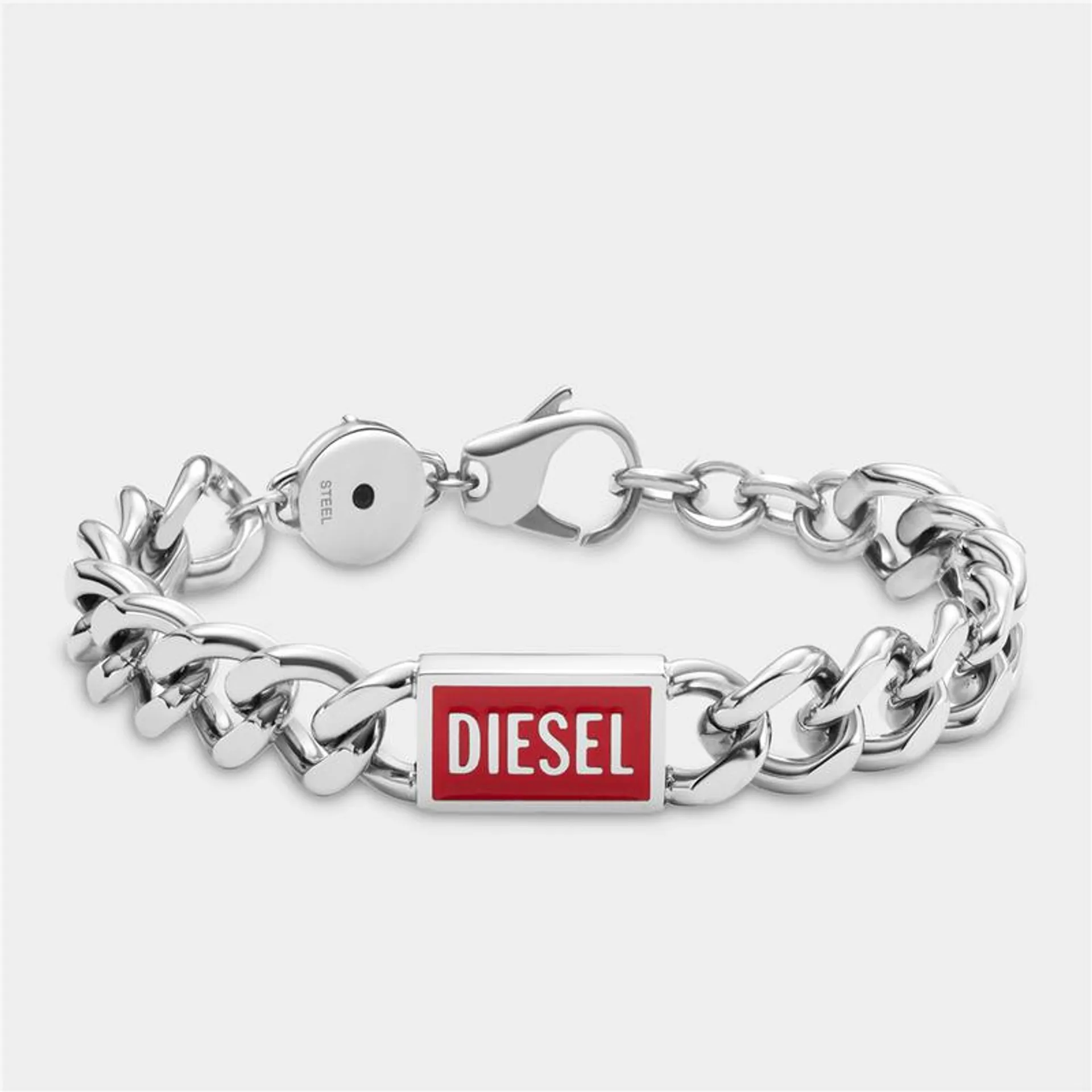 Diesel Stainless Steel Red Logo Bracelet