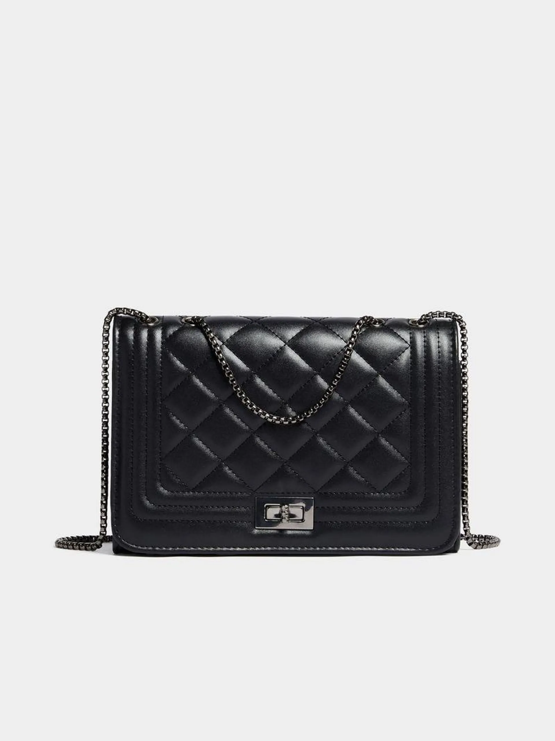 Women's Black Quilted Crossbody Bag