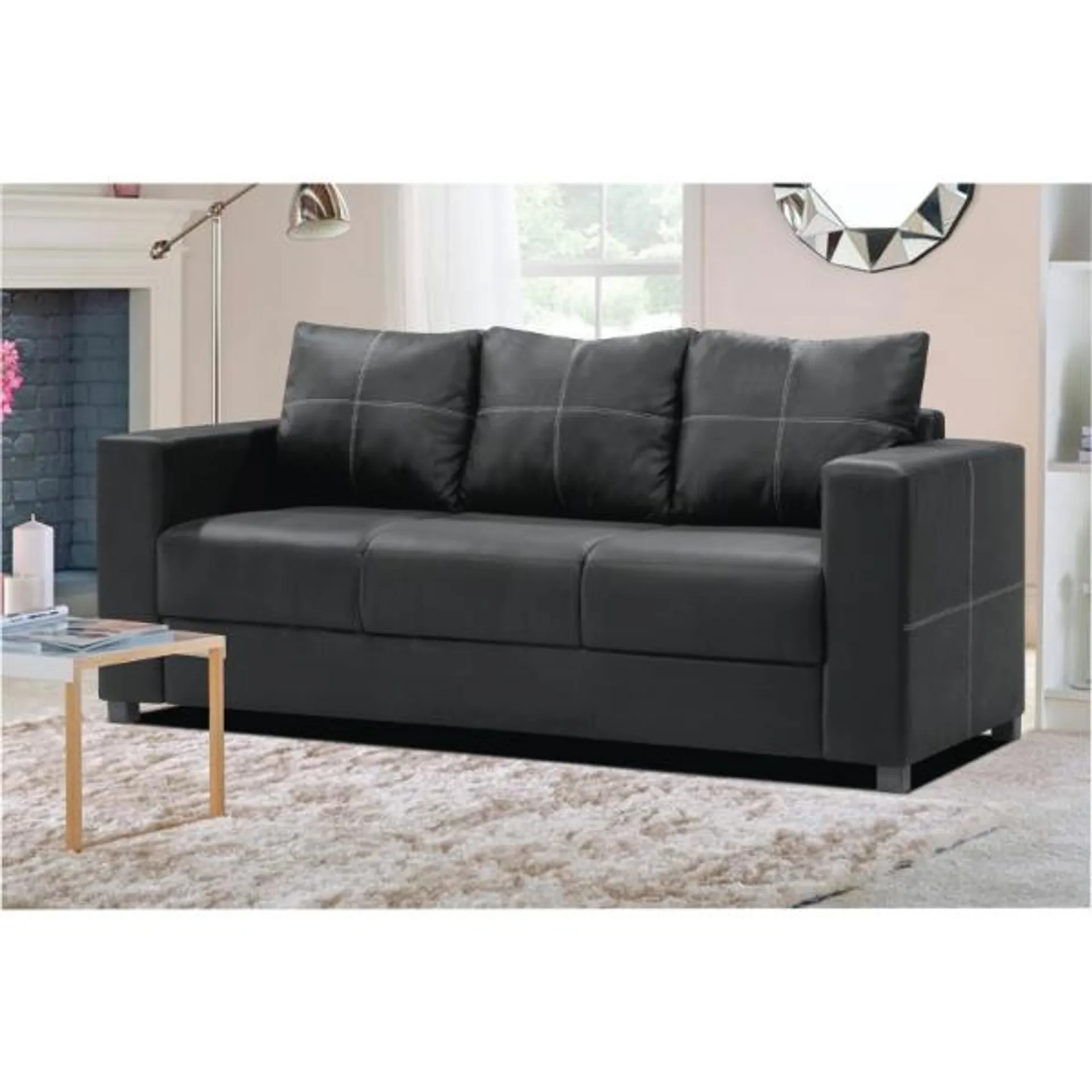 Phillip 3 Seater Couch - Black