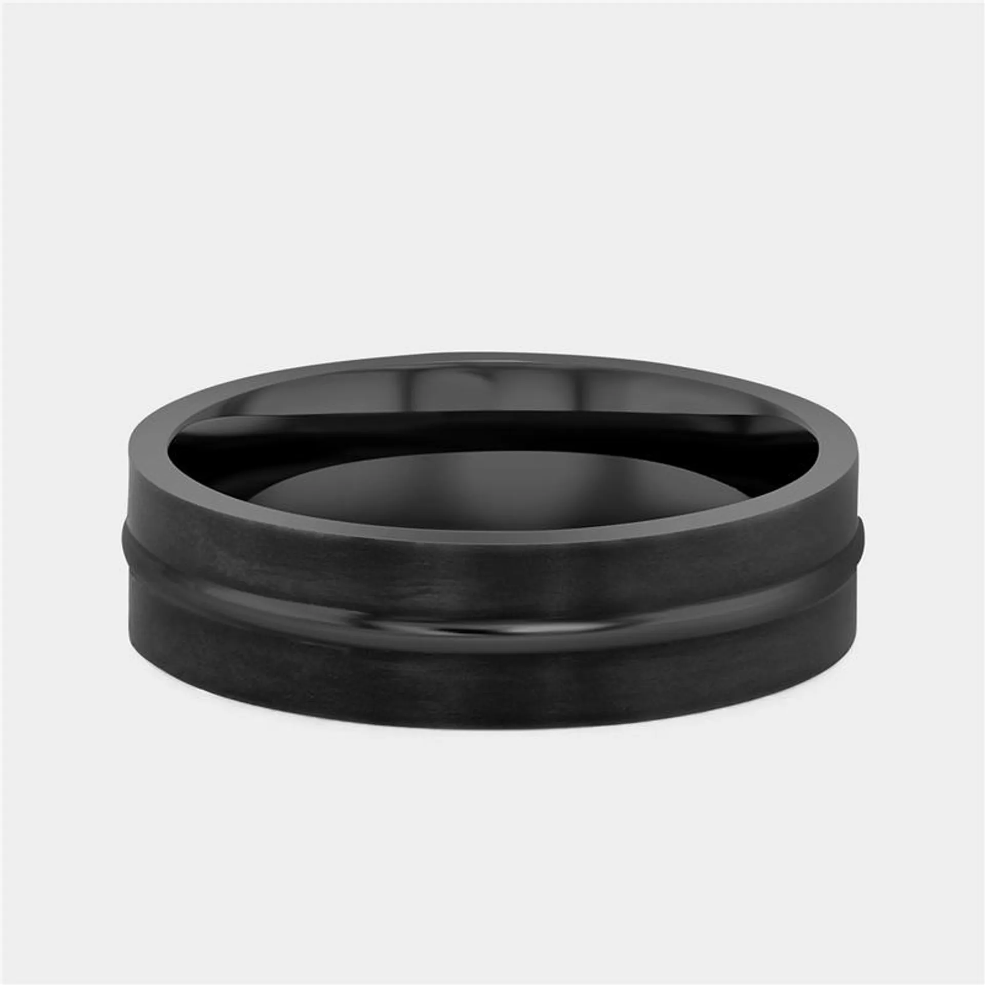 Zirconium Matt Centre Striped Ring