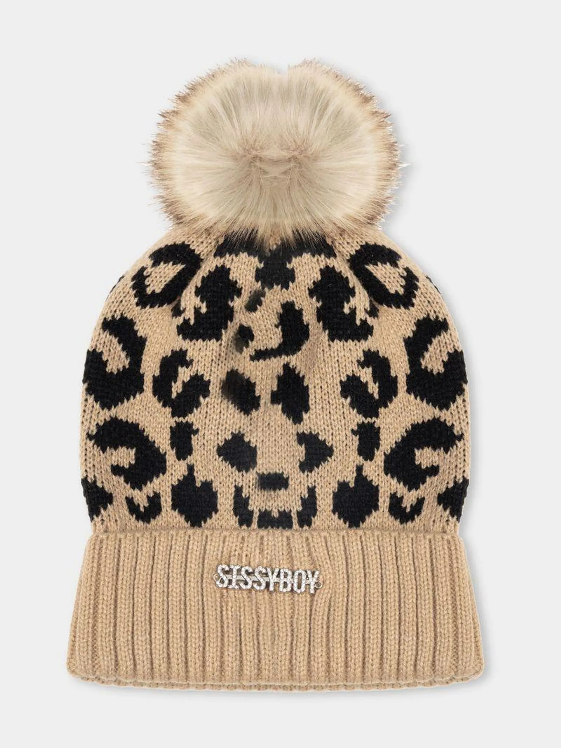 Women's Sissy Boy Beige Animal Print Beanie