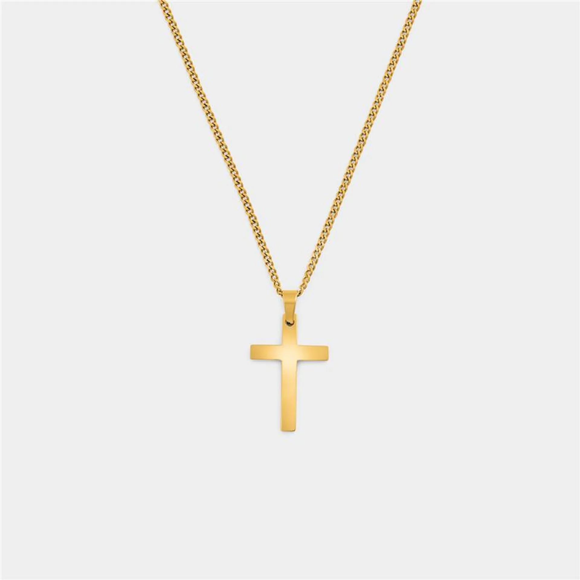 Stainless Steel Gold Plated Plain Shiny Cross Pendant