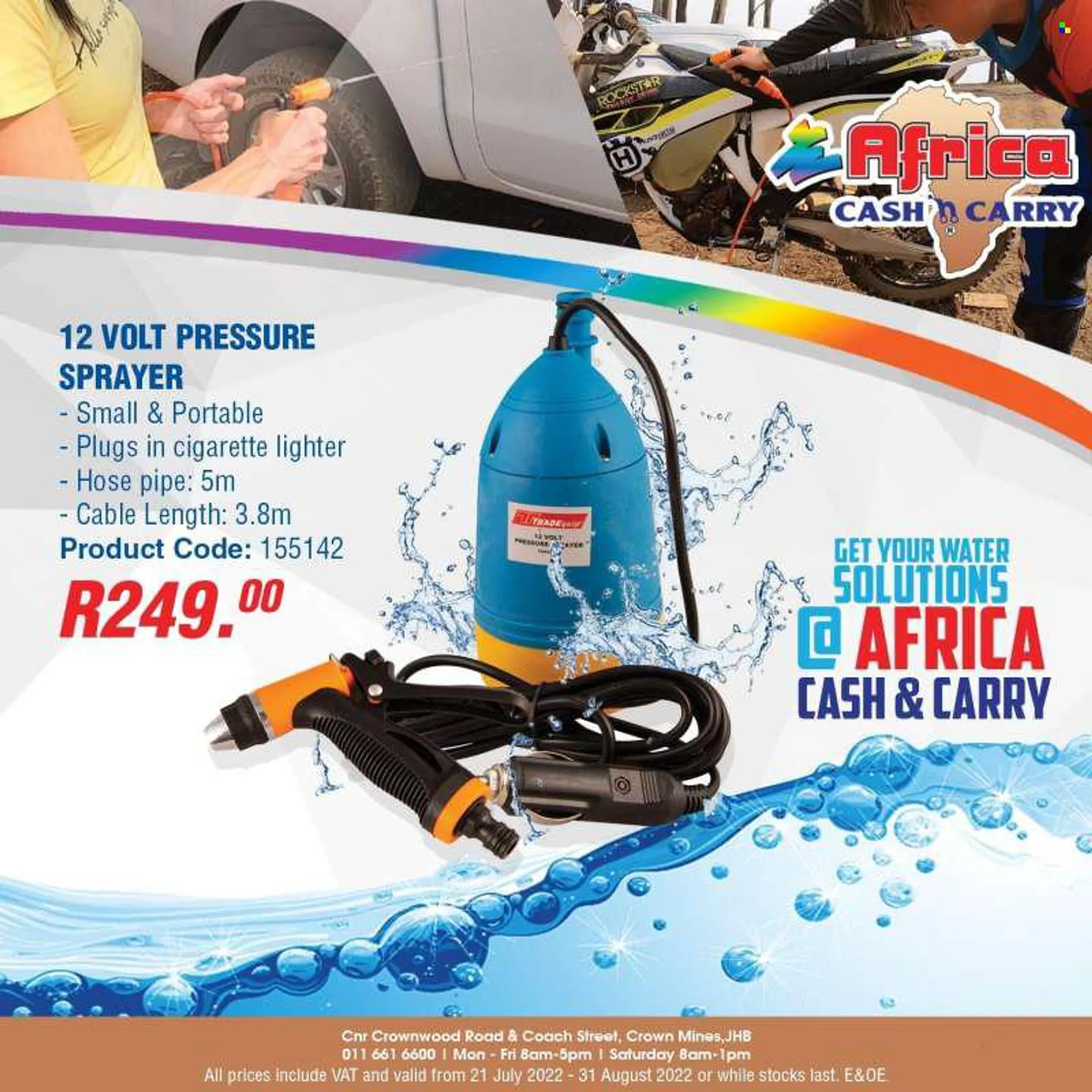 Africa Cash &amp; Carry catalogue  - 21/07/2022 - 31/08/2022 - Sales products - pipe, Rockstar, Husqvarna, sprayer. Page 7.
