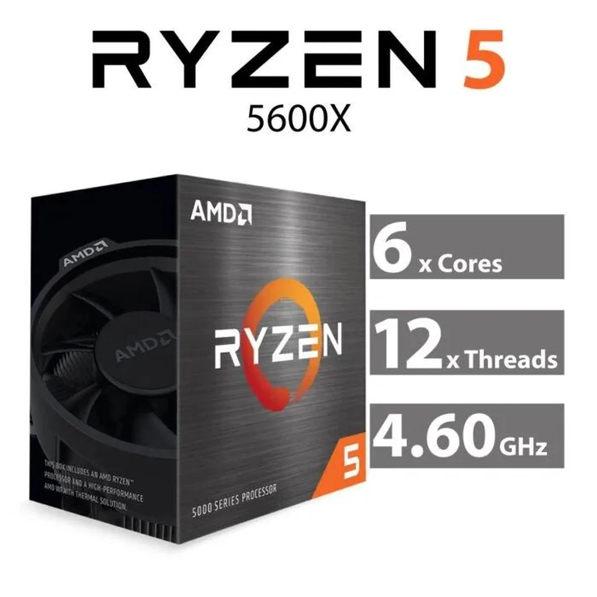 AMD Ryzen 5 5600X Vermeer 6-Core 3.70GHz AM4 65W 100-100000065BOX Desktop Processor