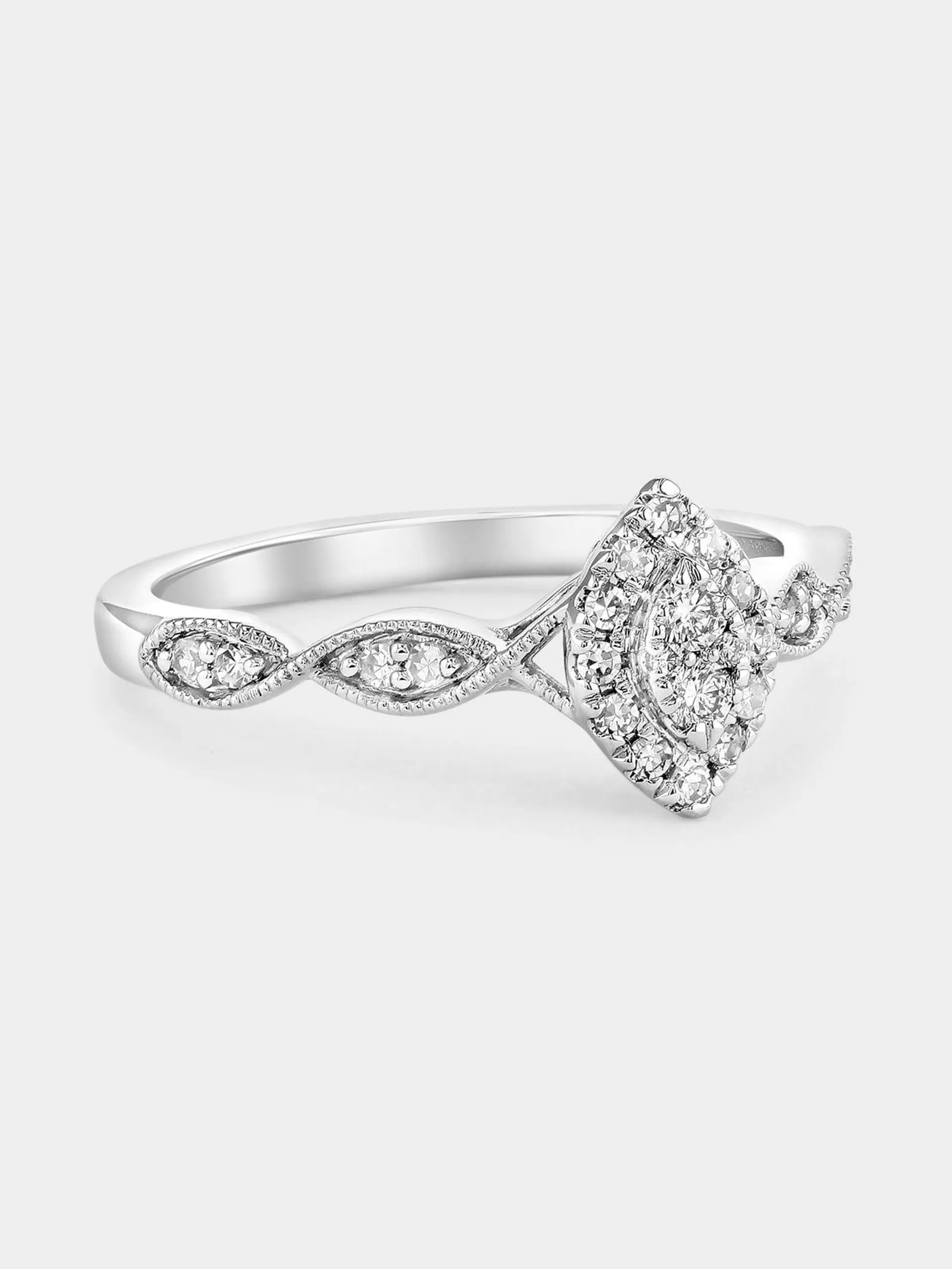 White Gold Lab Grown Diamond Marquise Halo Ring