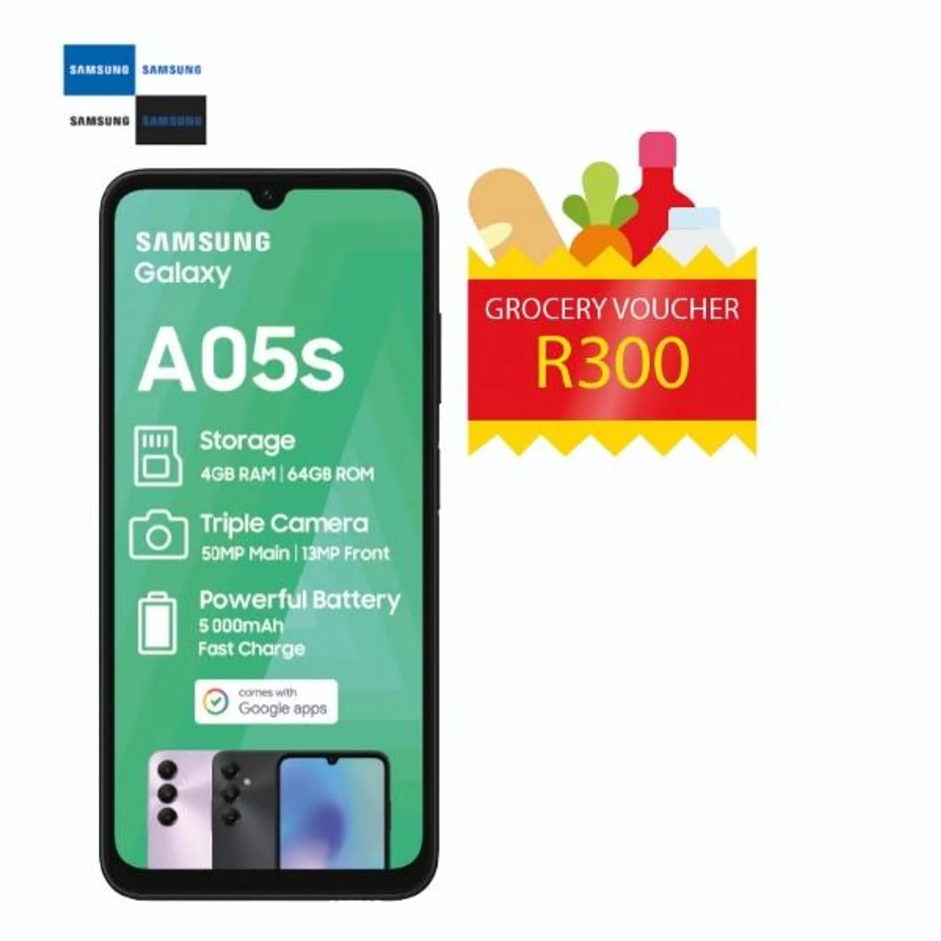 Samsung Cellphone A05S SM A057 + R300 Voucher