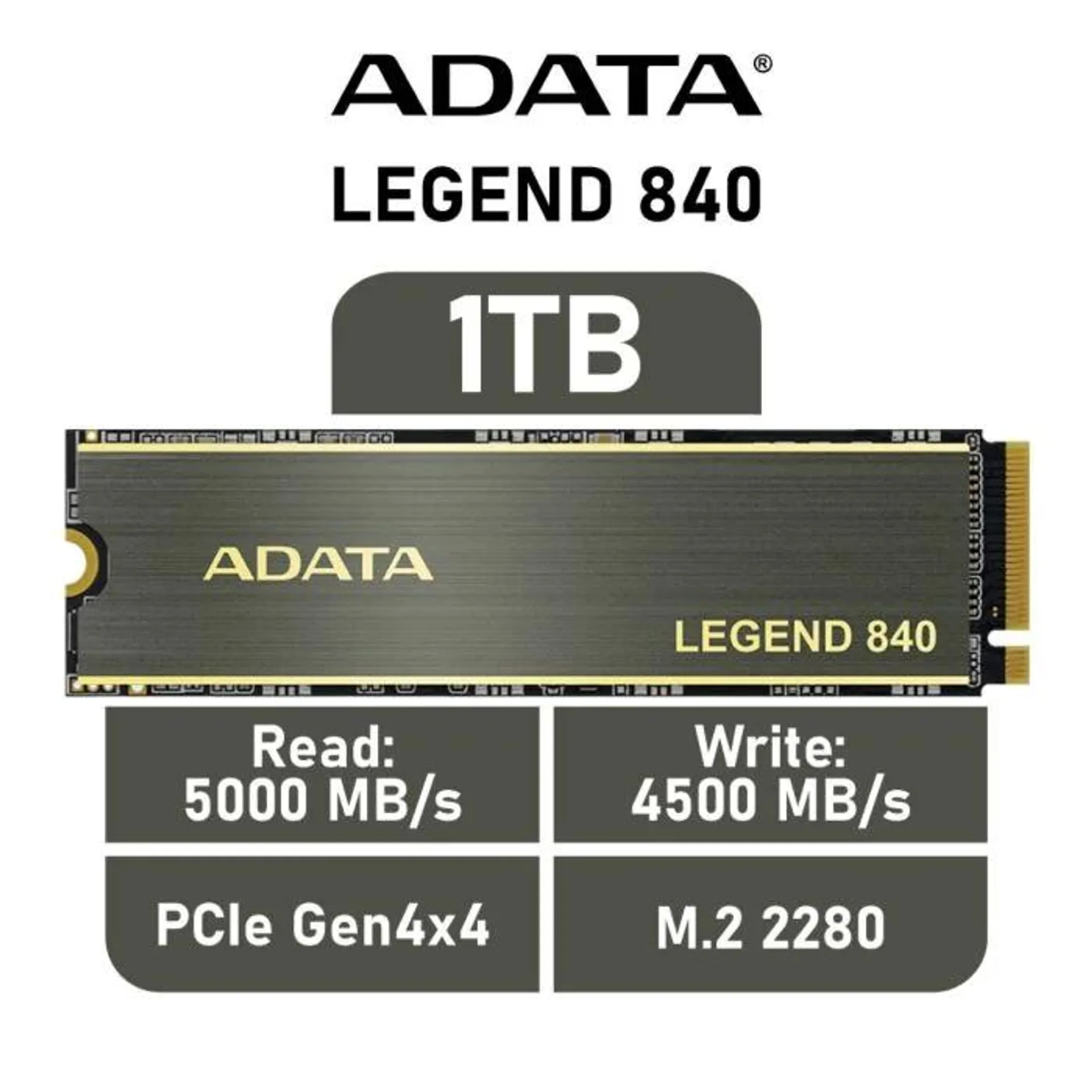 ADATA LEGEND 840 1TB PCIe Gen4x4 ALEG-840-1TCS M.2 2280 Solid State Drive