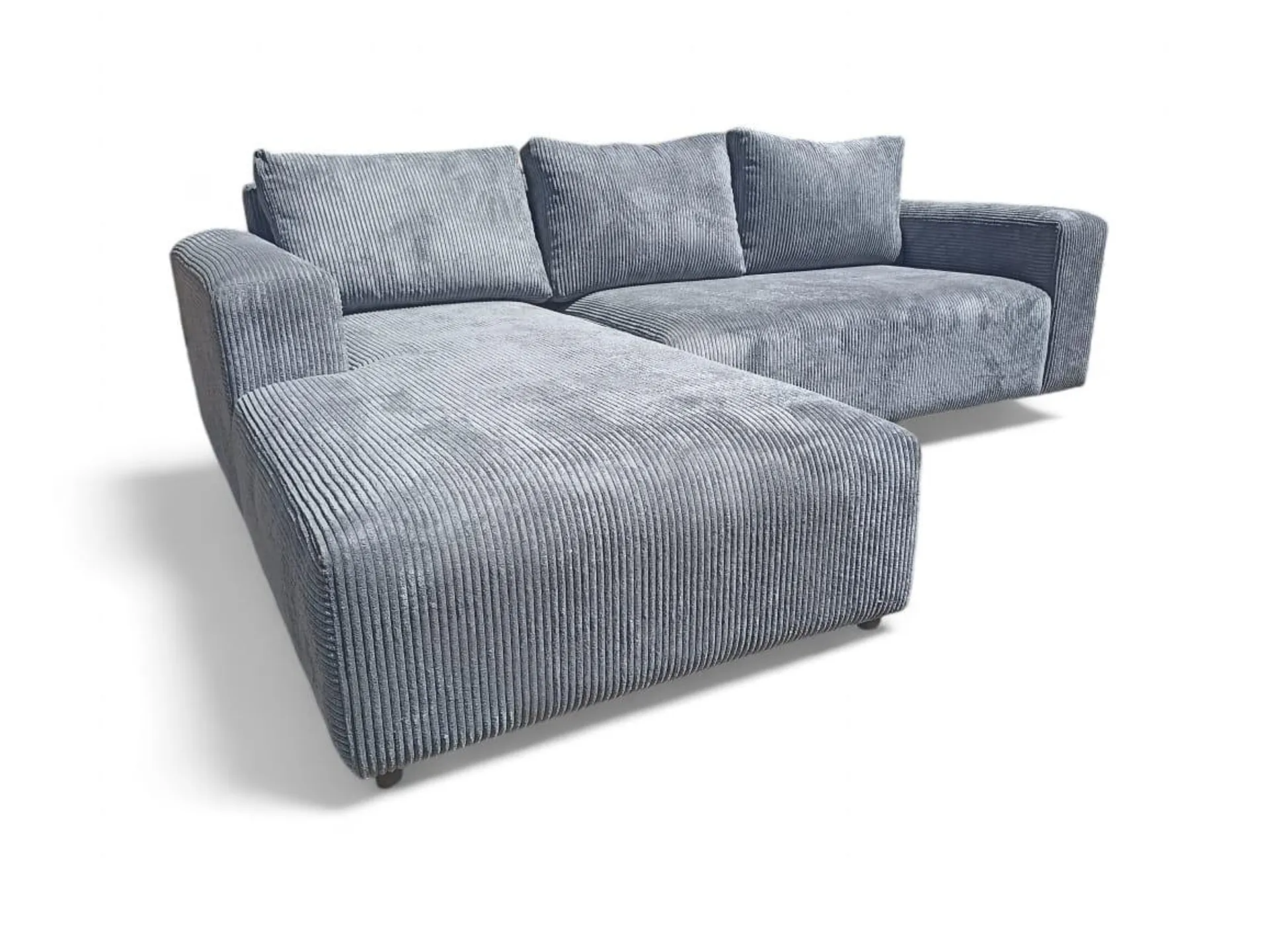 Anataloia L Shape Couch - Corduroy -Grey-Right Sided