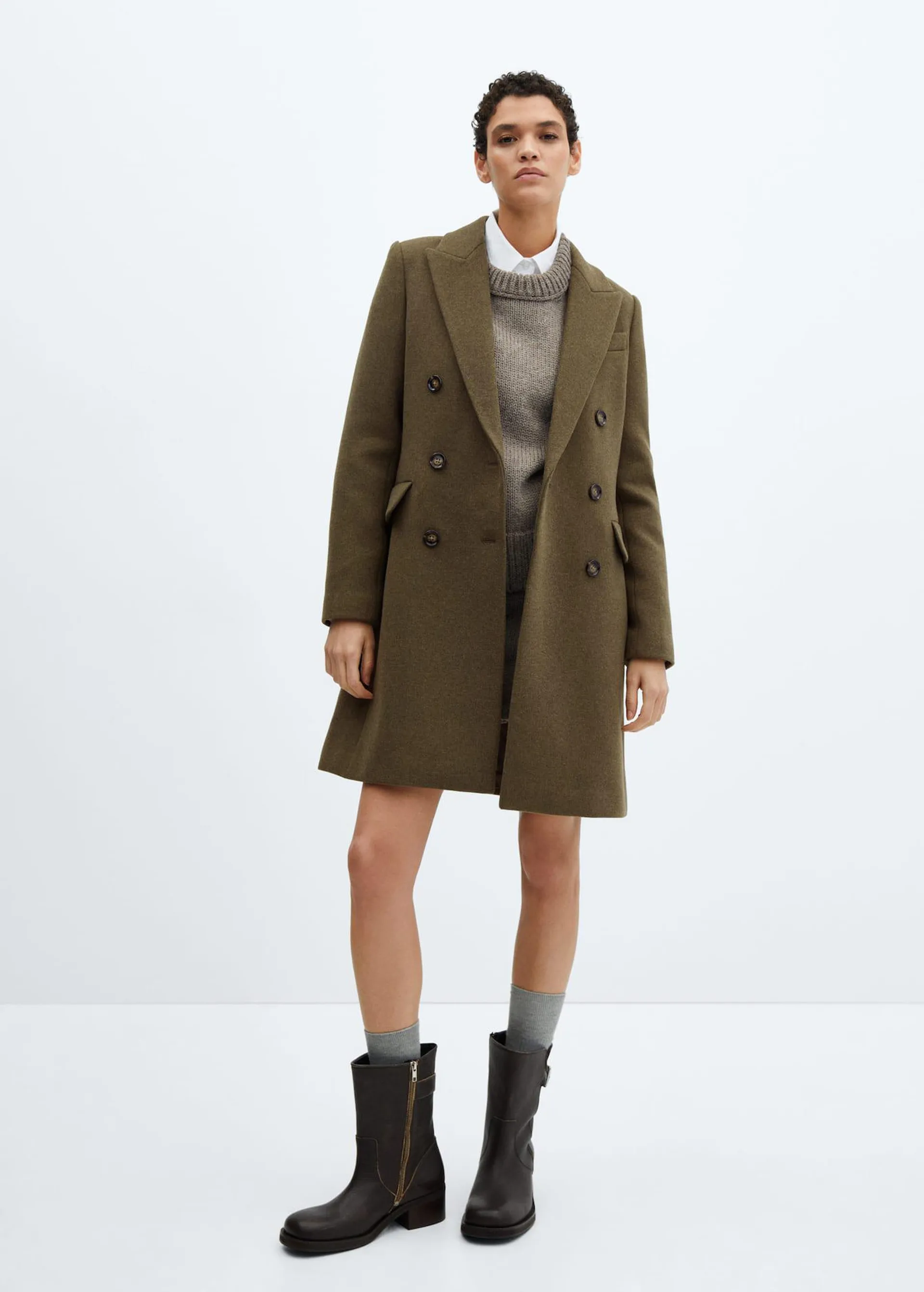 Double-breasted wool coat