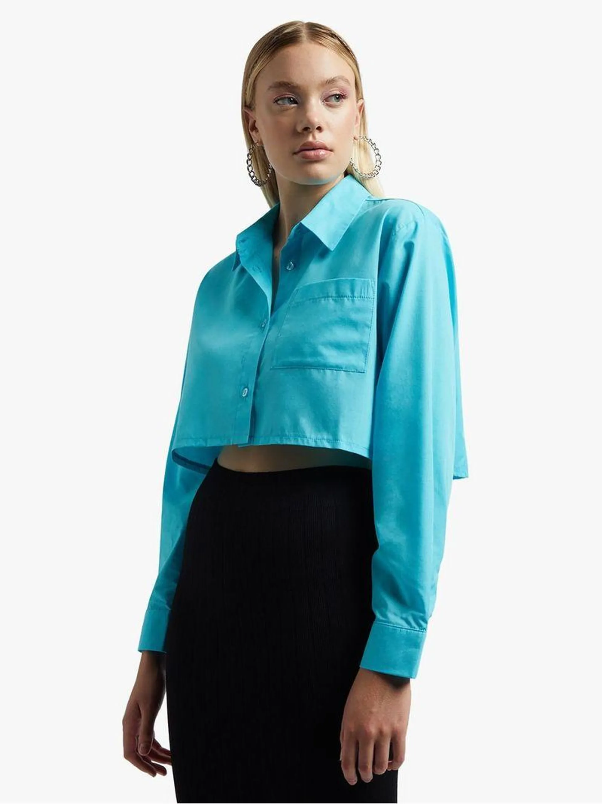 Women's Blue Boxy Shirt