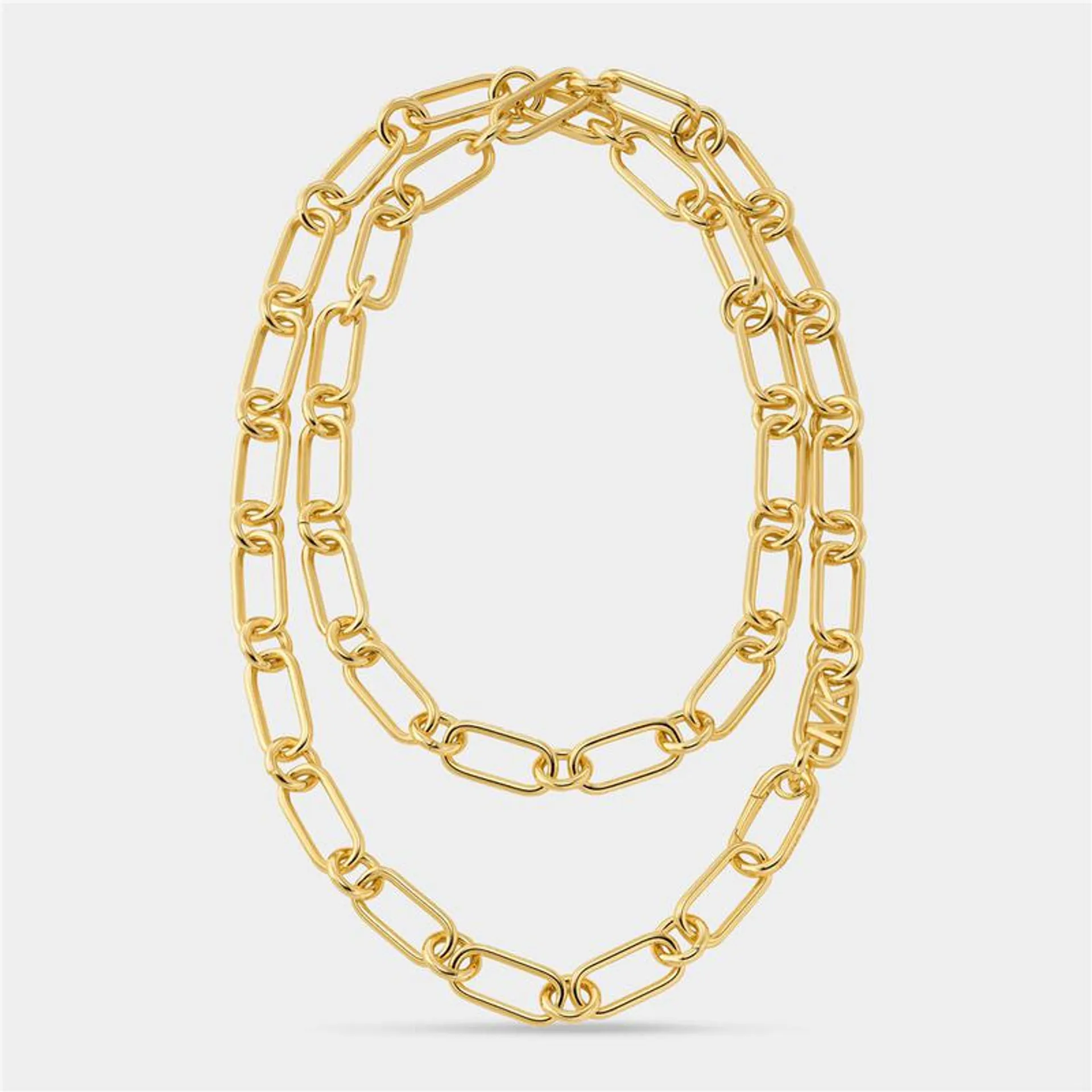 Michael Kors Statement Link Collection Gold Plated Empire Link Chain Double Layer Necklace